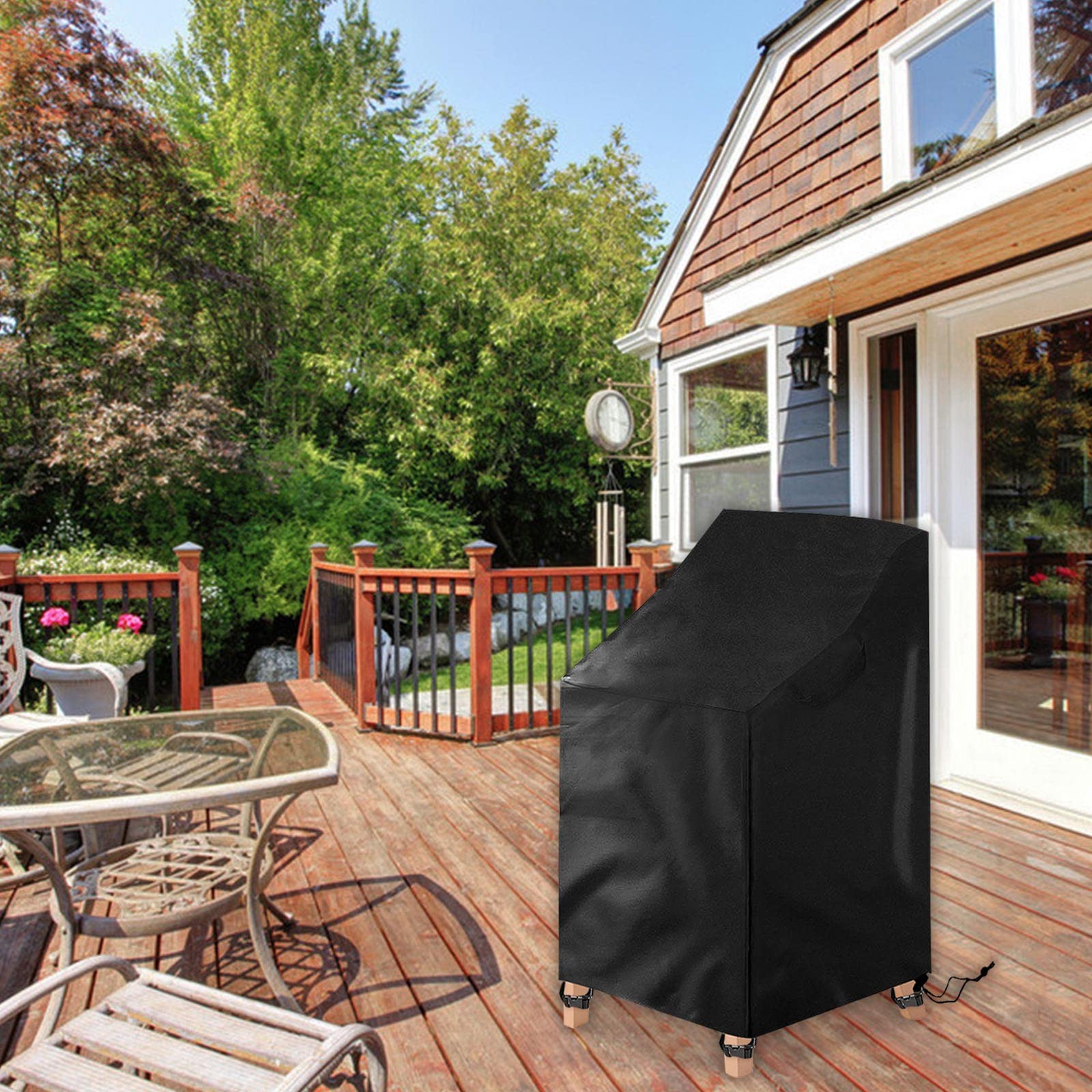 colourliving Beschermhoes voor stapelstoelen en tuinstoelen met hoge rugleuning van Oxford 420D-afdekking voor tuinmeubelen