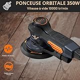 MAXXT Ponceuse Excentrique,350W 6 vitesses variables Ponceuse orbitale 10000RPM,Papier de Verre 10PCS, idéal pour le Ponçage des Produits en Bois et plus encore - 4