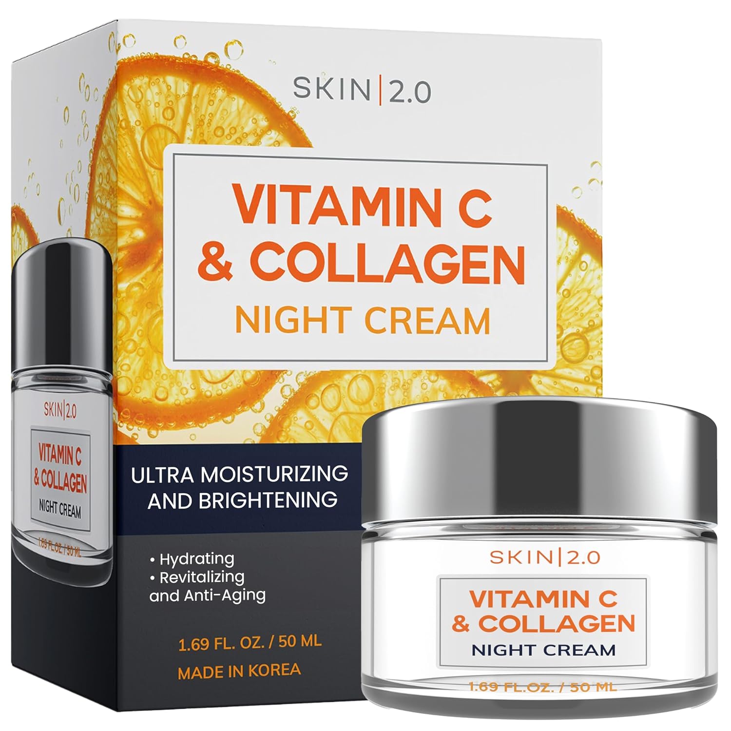 Korean Vitamin C & Collagen Face Moisturizer – Dermatologist Tested, Tightening- Anti-Aging, Clean Beauty, Cruelty-Free Skincare – All Skin Types – 1.69 oz