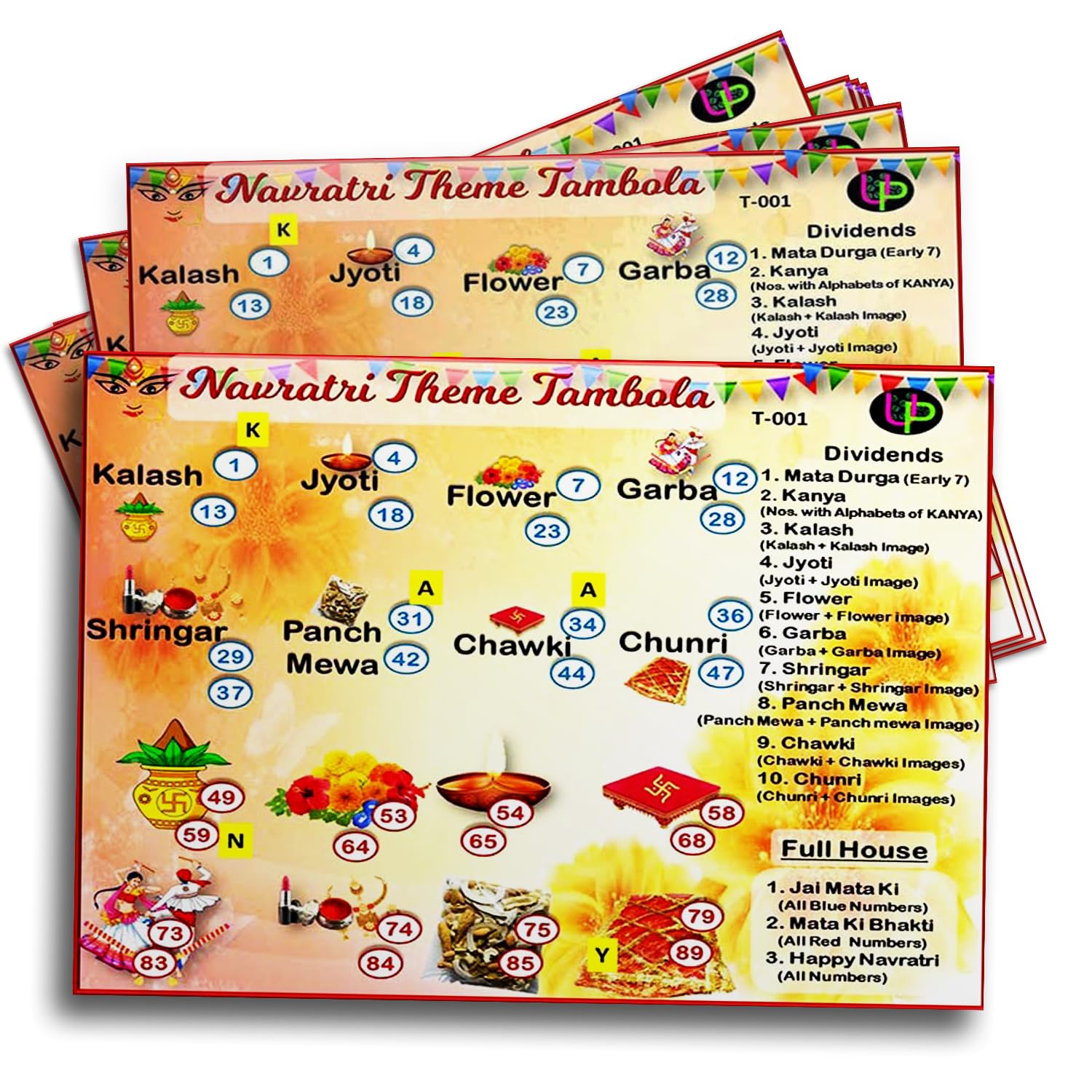 UltPult Tambola Navratri Shringar Theme Tambola Tickets (English) | Festive & Engaging Bingo Housie Game Set | Fun Cards for Kitty Parties, Famiy Gatherings & Themed Events (Set of 15 Tickets) (B0B12CHSVV) Amazon Price History, Amazon Price Tracker