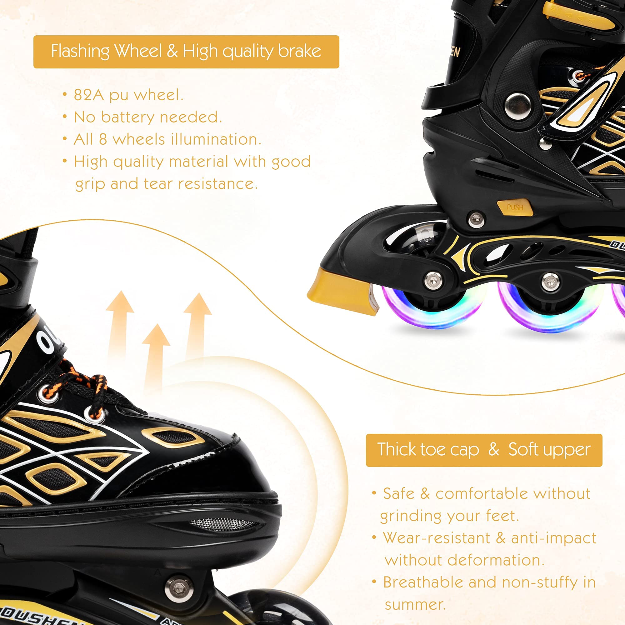 Patins à Roues Alignées Réglables Avec Roues Lumineuses - Enfants Et Adultes
