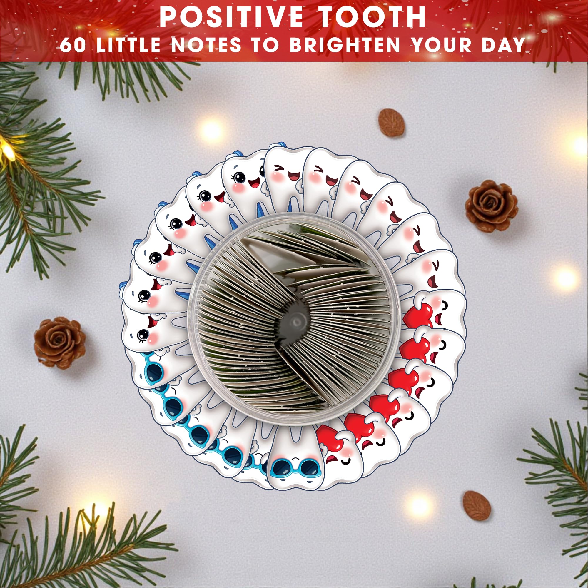 Positive Tooth Jar 60 Affirmation Cards for Women Men Teens Coworkers Dental Assistant Gifts For Dentists Christmas White — view 3
