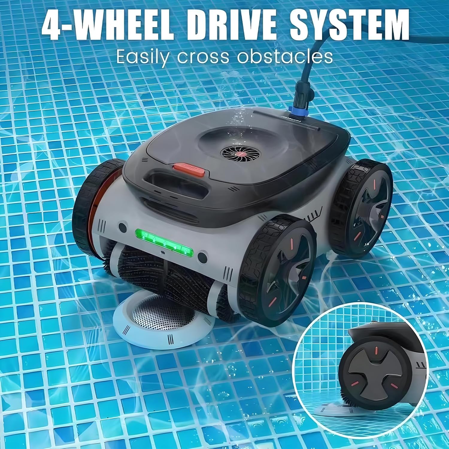 Mono Plus-Luxury Pool Cleaning Robot | 3D Triple-Action Cleaning | Underwater Remote | Synchronous Surface & Bottom Cleaning | 9600mAh Extended Battery | Wired/Wireless Smart Switch(Mono Plus)