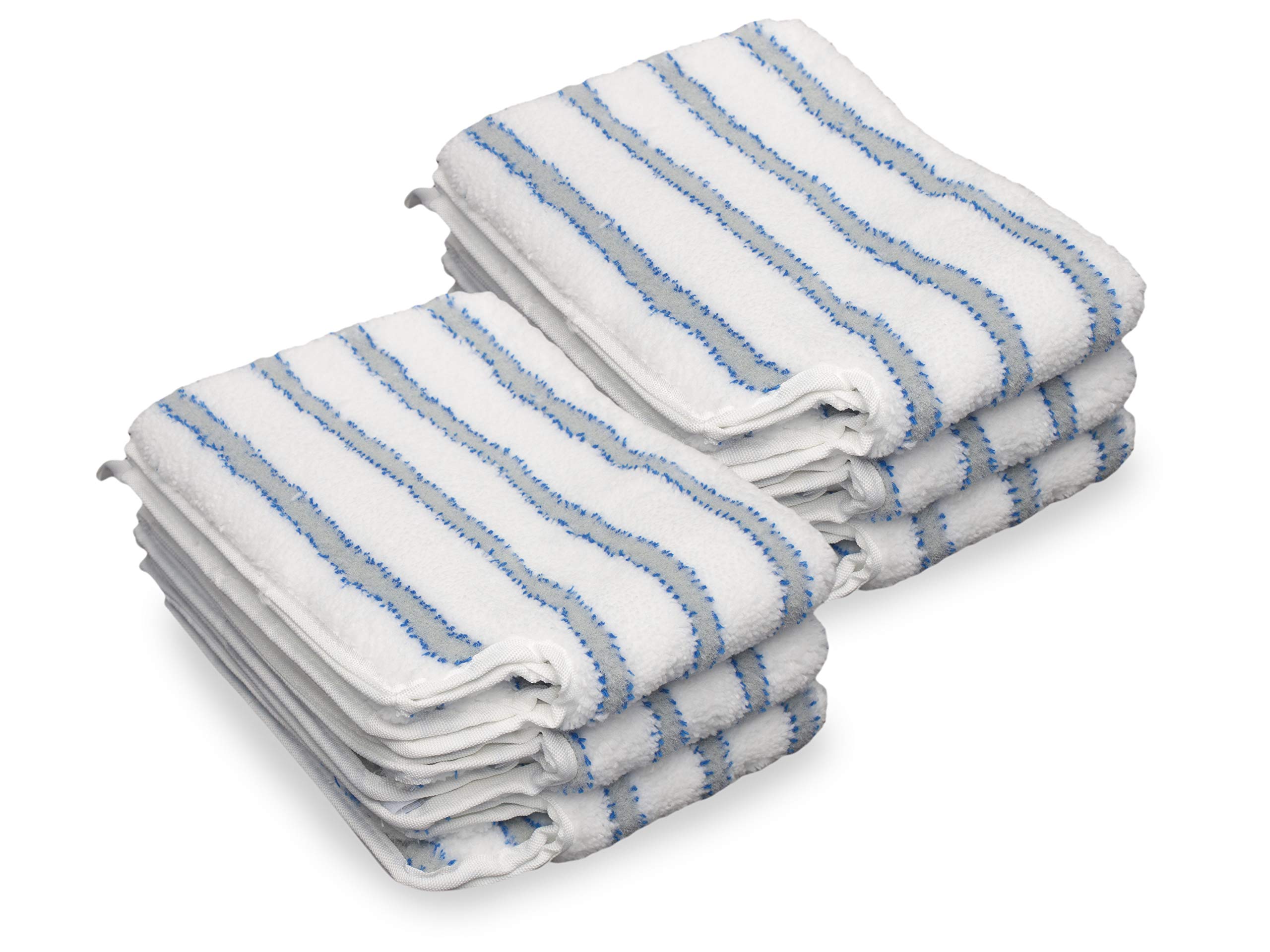 Lot De 6 Tampons Microfibre QWORK Pour Balai Vapeur - 41x13 Cm - Lavables +100 Fois, Absorption élevée