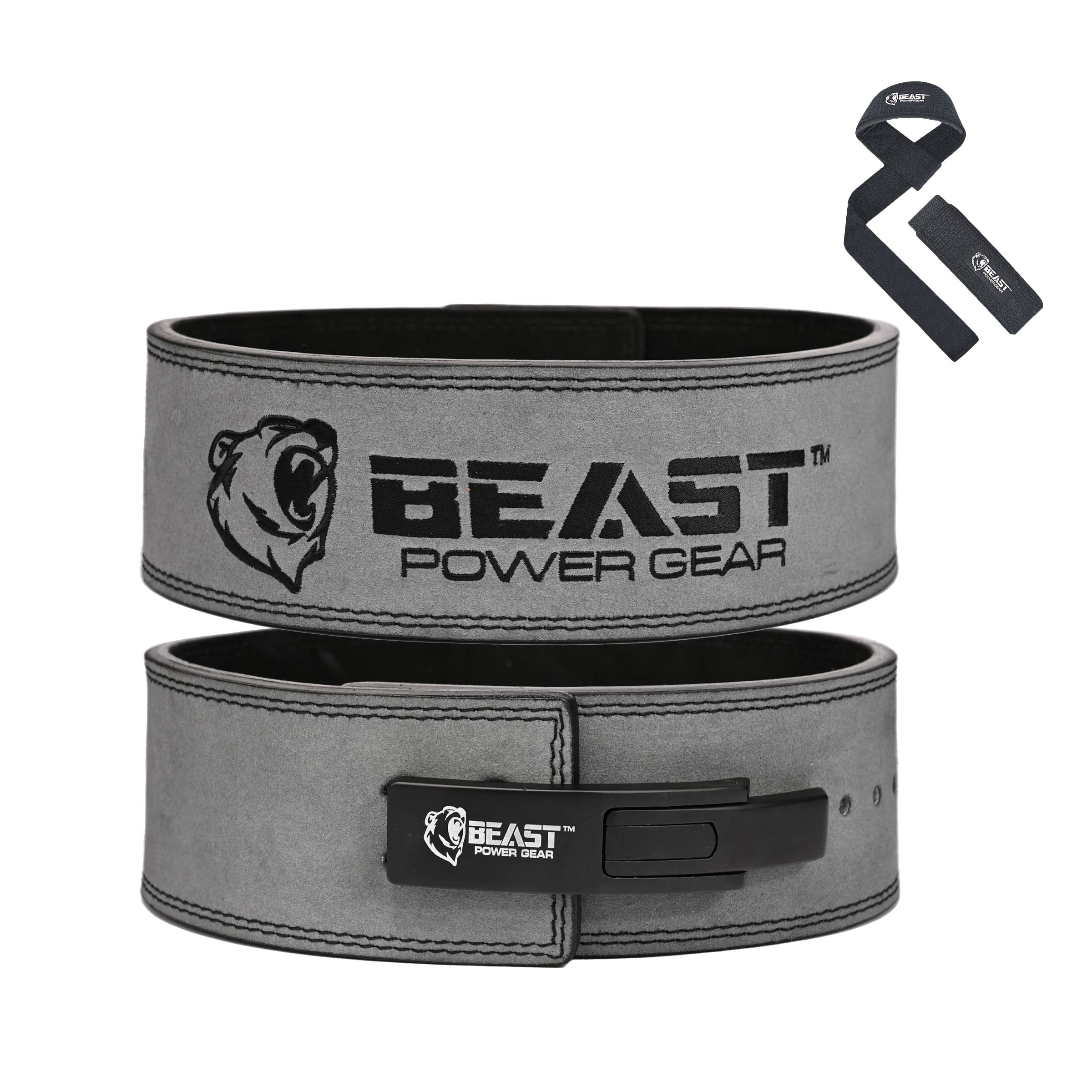 Beast Power Gear Weight Lifting Belt with Lever Buckle 10MM 13MM Thick & 4 Inches Wide Free Strap- Advanced Back Support for Weightlifting, Powerlifting, Deadlifts, Squats - Men & Women