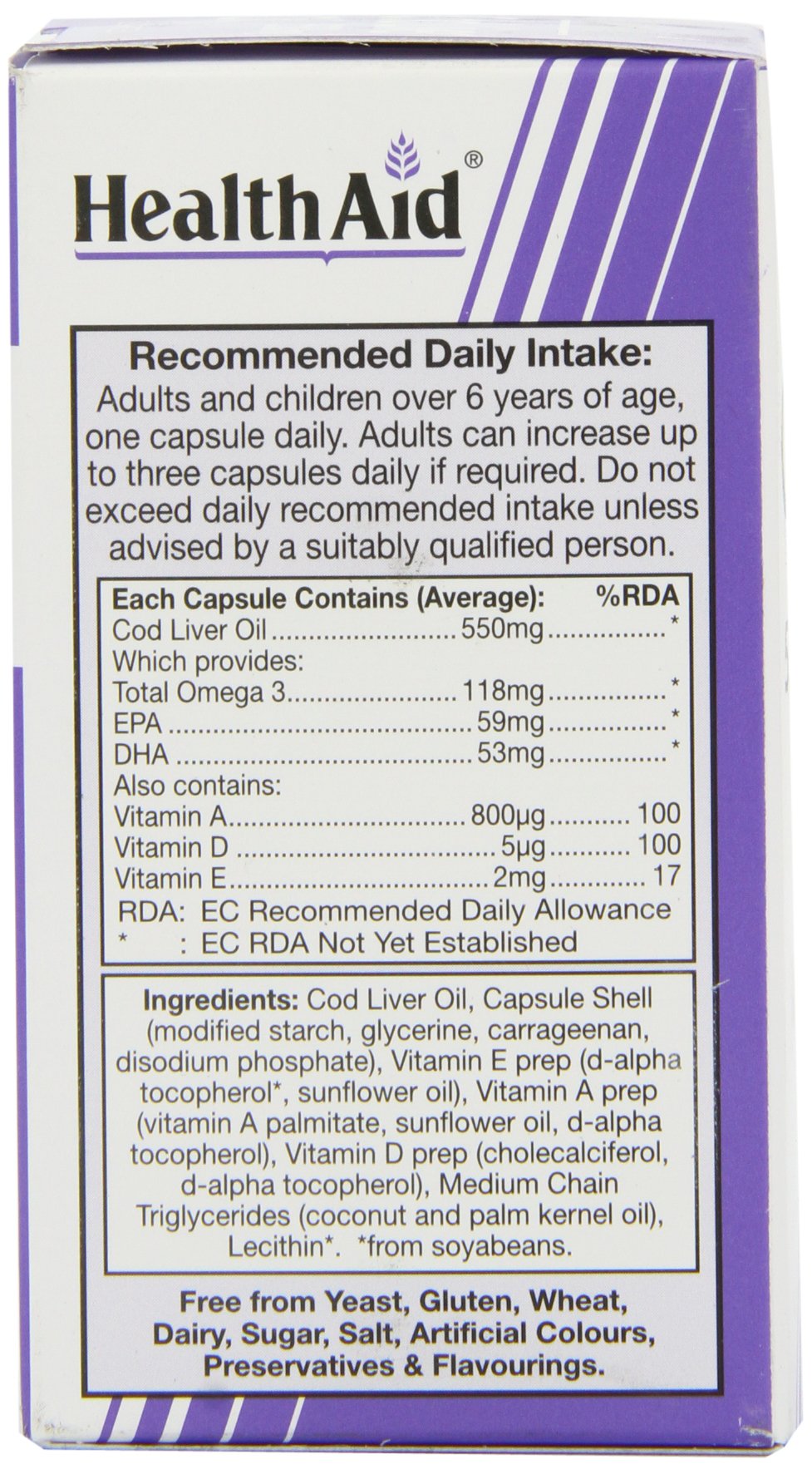 Health Aid Cod Liver Oil 550mg, 90 Caps