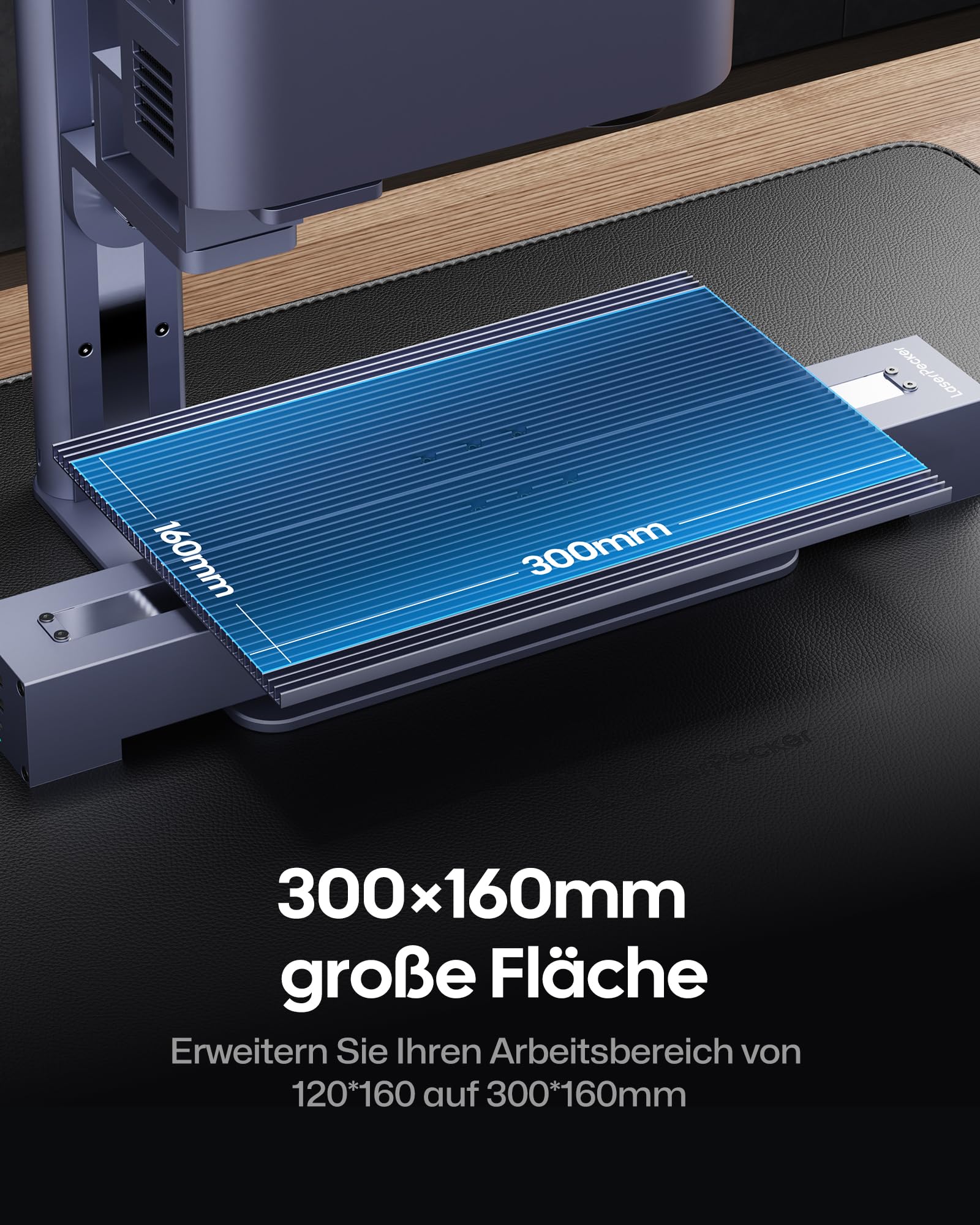 LaserPecker Estensione Scorrevole - Applicabile a LaserPecker LP4 / LP5, Espansione dell'area di Incisione Laser a 300 * 160 mm, Perfetta per i Processi in Serie