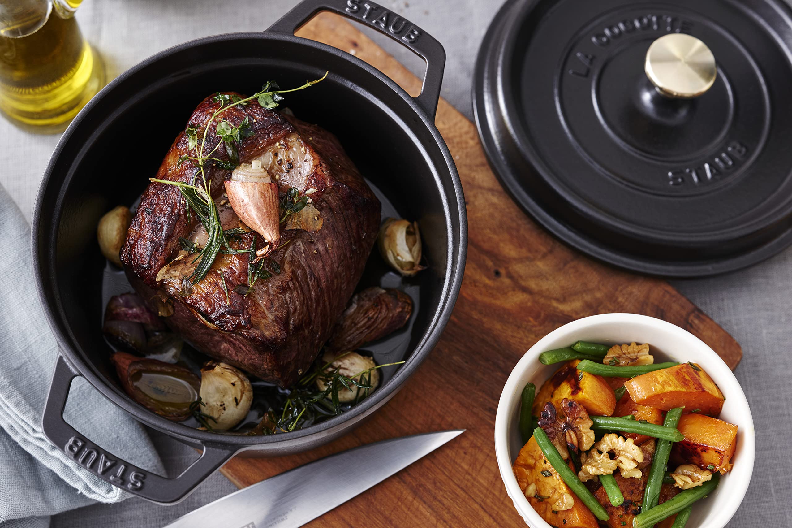 Staub 1112625 - Cocotte baja redonda, 26 cm, color negro