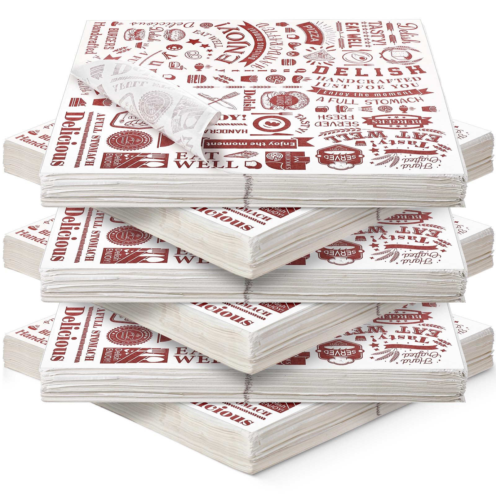 Outus Lot de 600 feuilles de papier ciré résistant à la graisse, papier journal résistant à l'eau et à la graisse, 30,5 x 30,5 cm (marron sur blanc)
