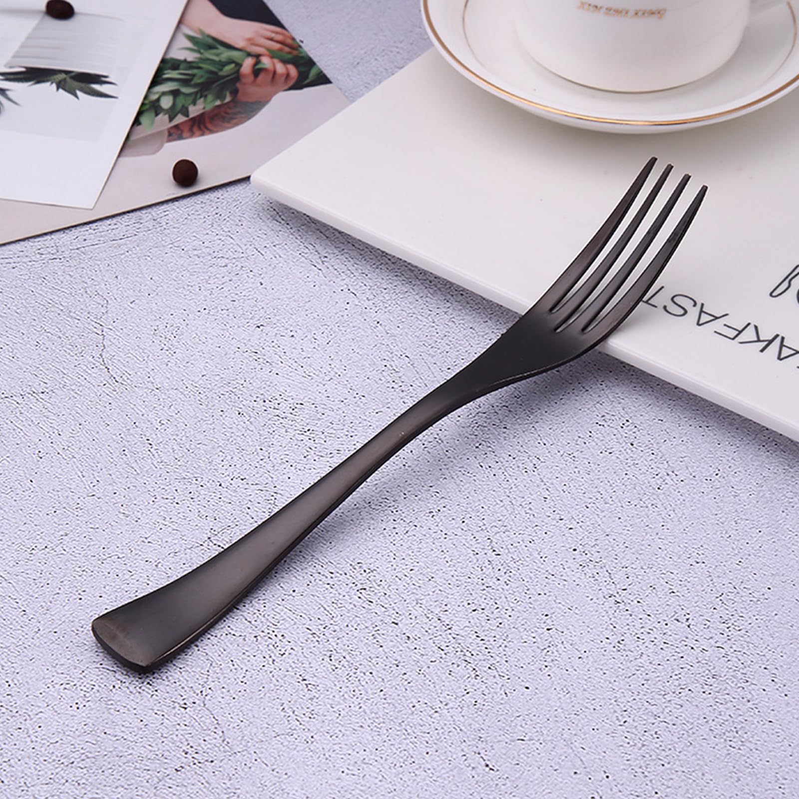 Ensemble De Couverts Ménagères Noir Acier Inoxydable, Élégant Classique Durable, Inclure Couteau, Fourchette, Cuillère Pour La Maison, Hôtel, Restaurant, Nouvelle Maison (15pcs)