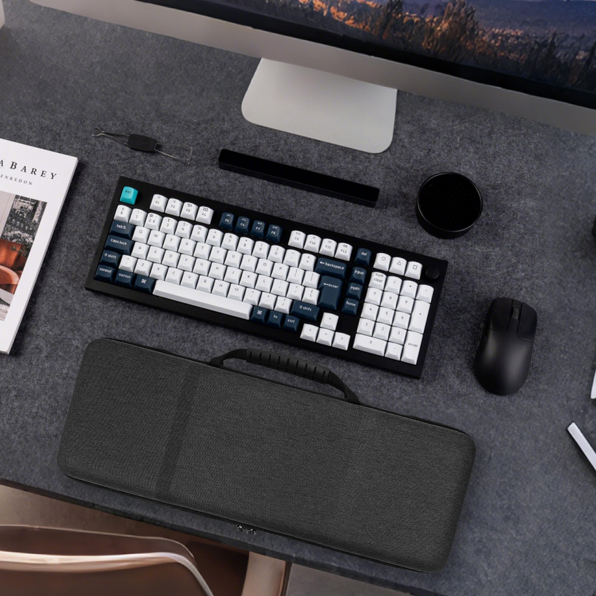 GEEKRIA 96 % Tastatur- und Maus-Kombinations-Hartschalen-Hülle, kompatibel mit Keychron V5 Max/Q5 Pro, Aula F99, RK Royal KLUDGE S98, RedThunder K95, 100 Tasten Tastatur-Reisetasche (Dunkelgrau)