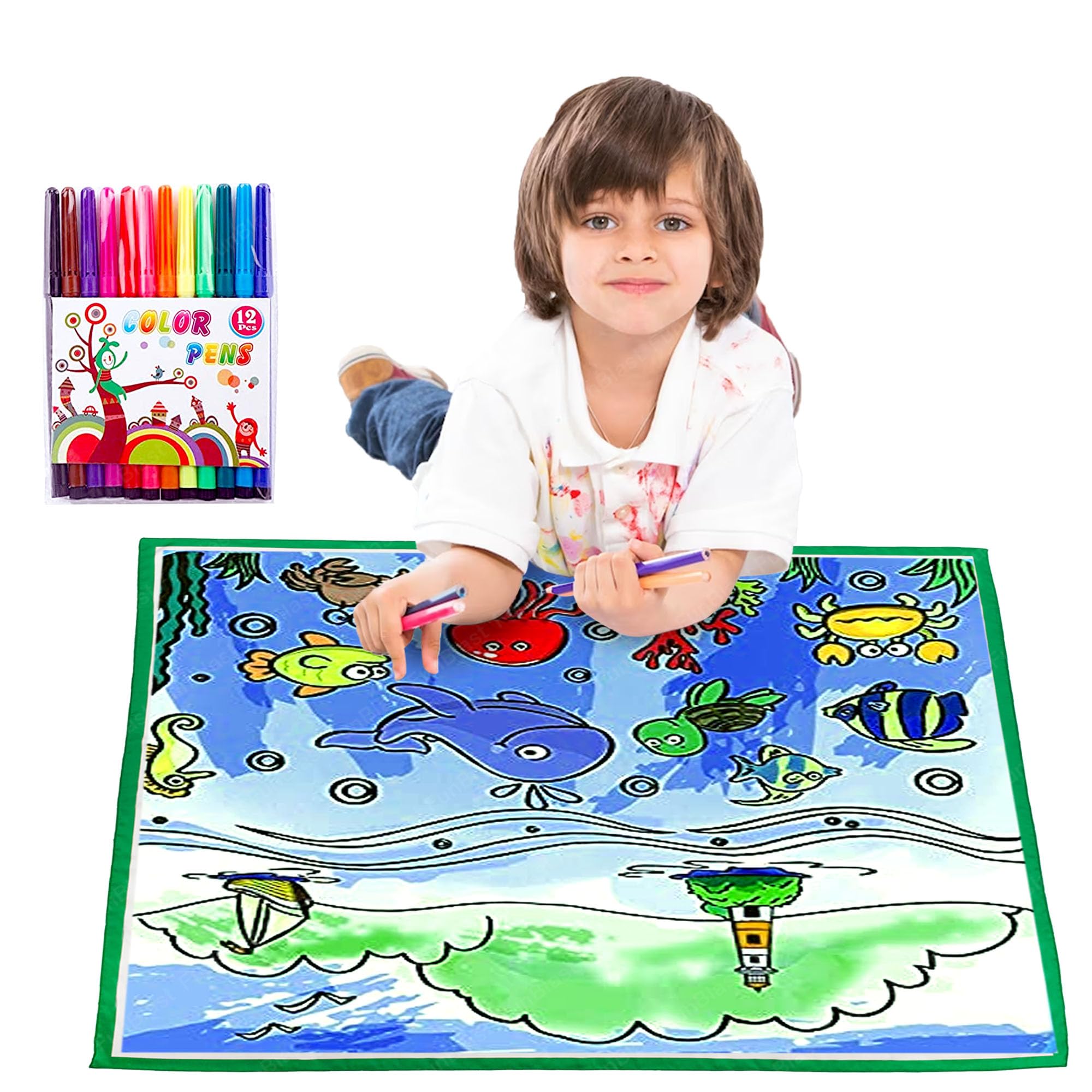 FunBlast Washable Coloring Mat, Sea Life DIY Coloring Mat for Kids, Reusable & Washable Sketch Drawing Mat for Kids, Doodle Drawing Mat for Kids (80 X 80 CM) (B0CH37XXNQ) Amazon Price History, Amazon Price Tracker