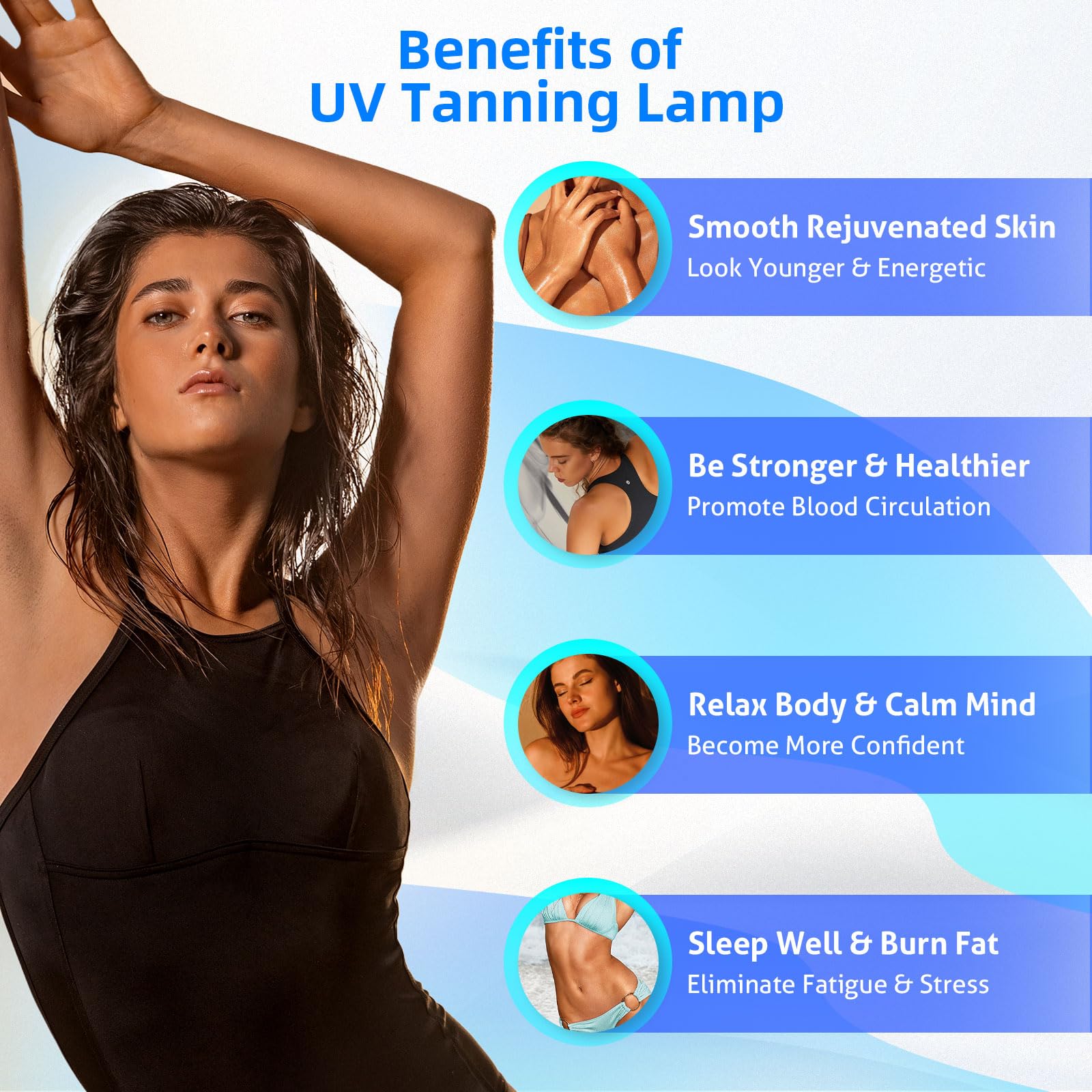 Solarium para el hogar, 460 NM, lámpara de bronceado redonda portátil con 250 ledes, 50 W, soporte ajustable y gancho para colgar, bronceador facial para el hogar para el cuerpo