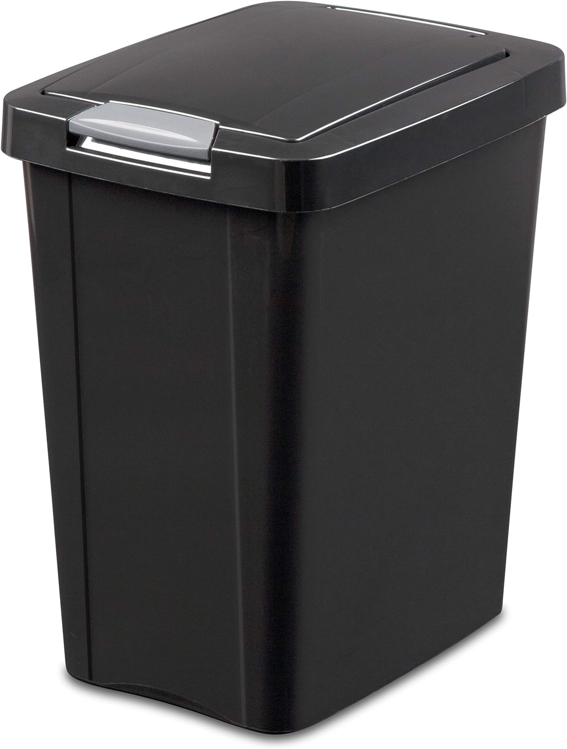 Sterilite 10439004 7.5 Gallon Black Plastic TouchTop Wastebasket