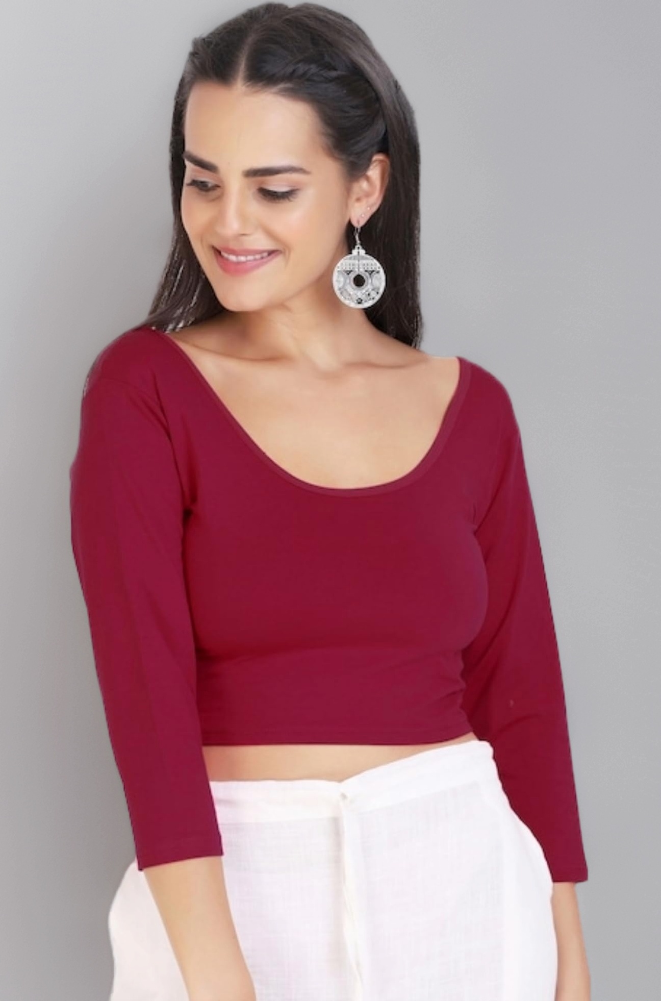 Women's Cotton Readymade Saree Blouse Stretchable Crop Top Choli Bustier Top