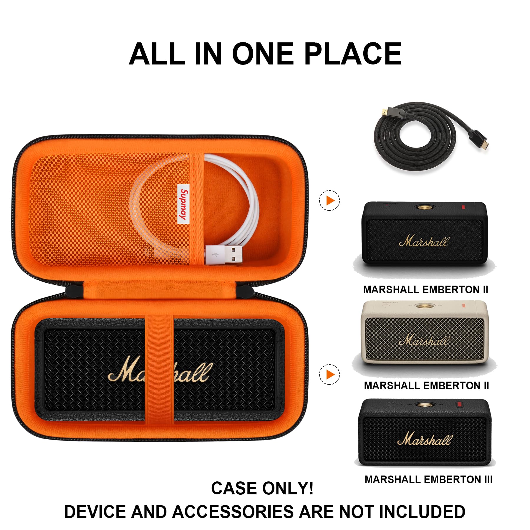 Custodia Rigida Protettiva Per Marshall Emberton III/II - Borsa Portatile Con Scomparti, Nero - Foto 7