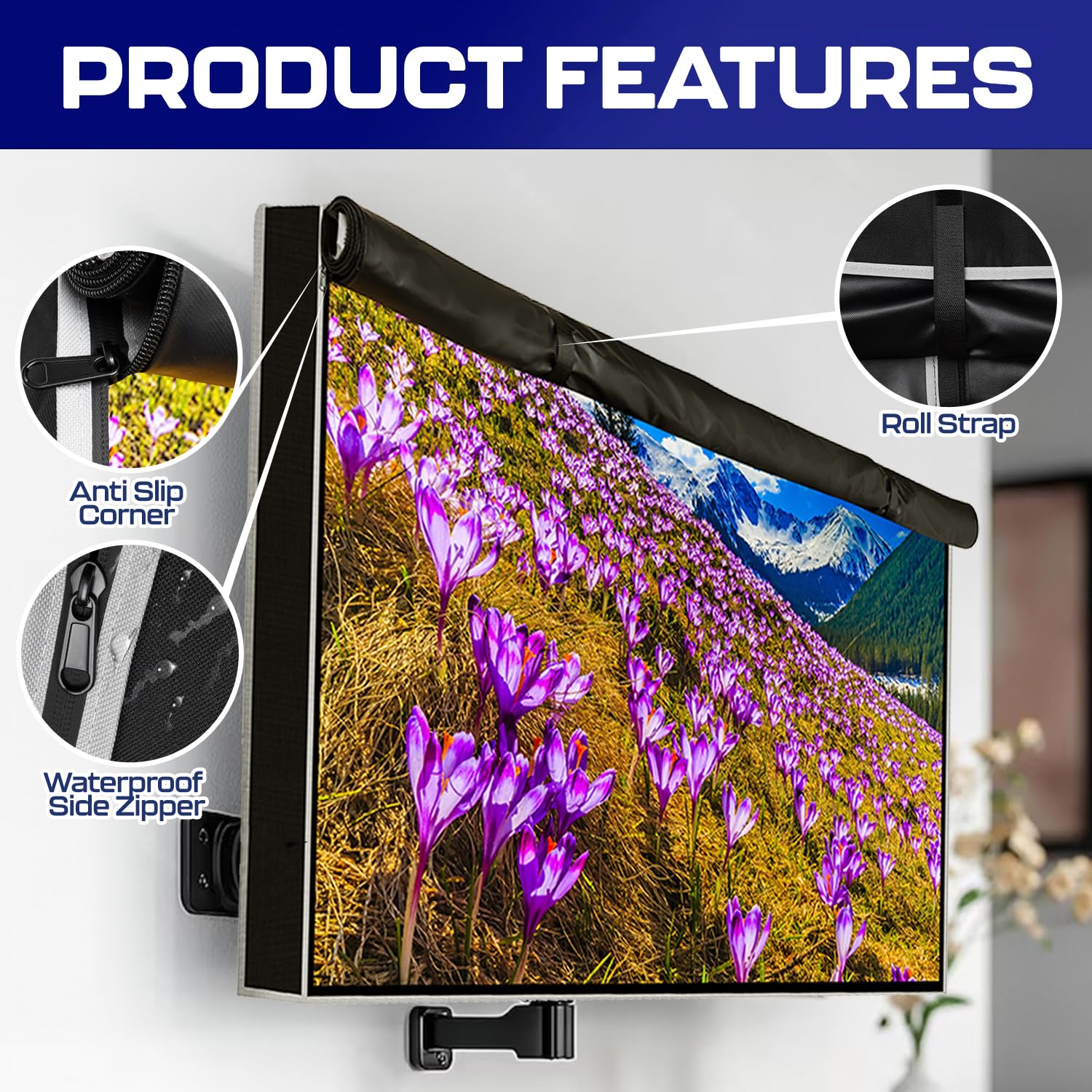 Funda de TV para exteriores de 75 pulgadas, resistente a la intemperie e impermeable, carcasa de TV para exteriores, protector de pantalla inteligente para TV exterior, cubierta para mudanza