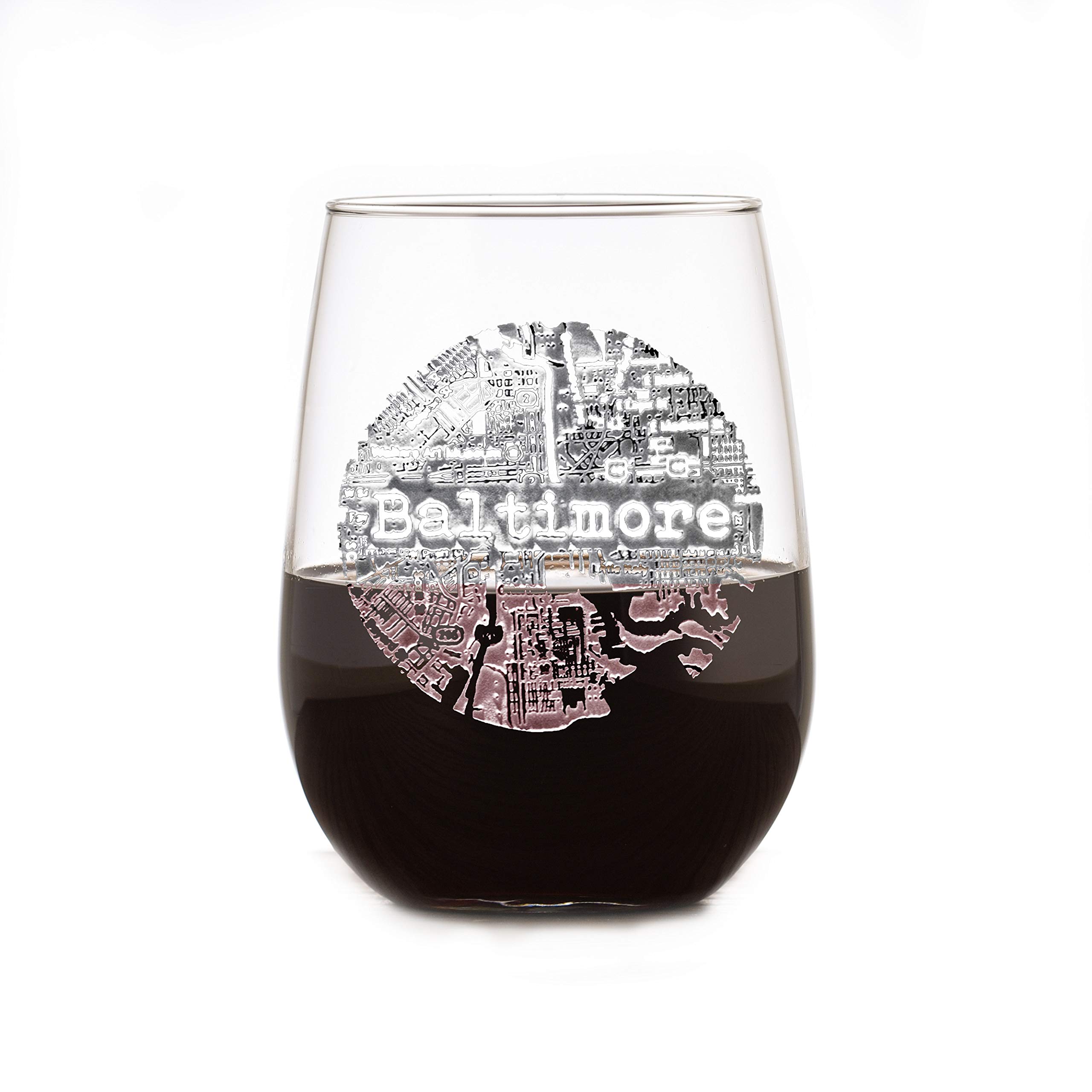 Buy Street Maps Stemless Wine Glass, Hometown City Etched Wine Glasses