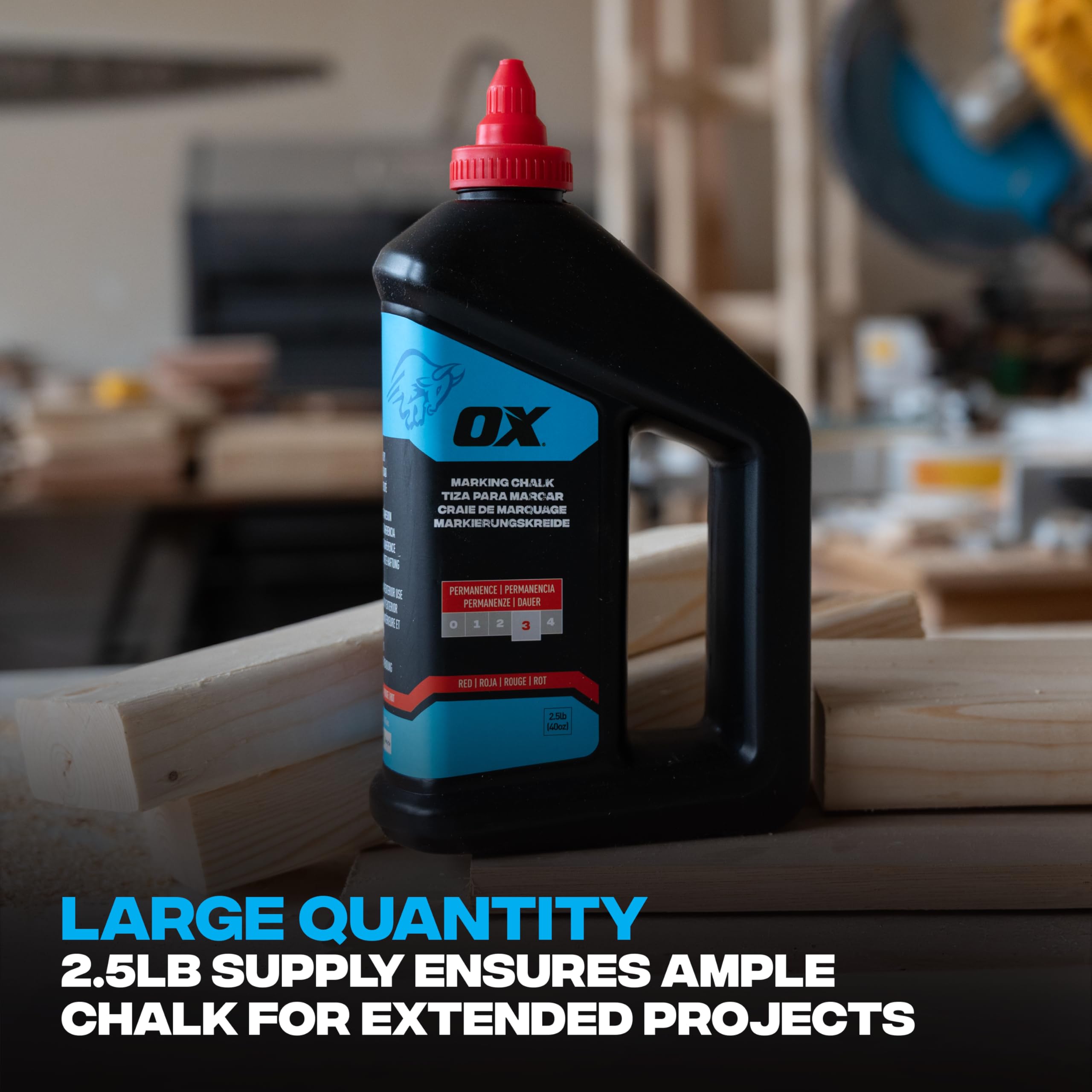 OX Pro 40oz/1.1kg Permanent Red Marking Chalk, Permanence 3, Ideal for Weatherproof Markings lasting upto 1 month - Image 3