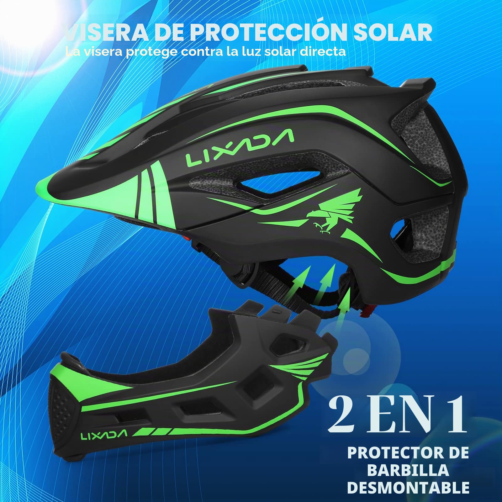 Kids Helmet - Casco integral infantil desmontable para niños, deportes, seguridad, casco de bicicleta, equipo de protección para ciclismo, monopatín, patinaje, patinaje sobre ruedas