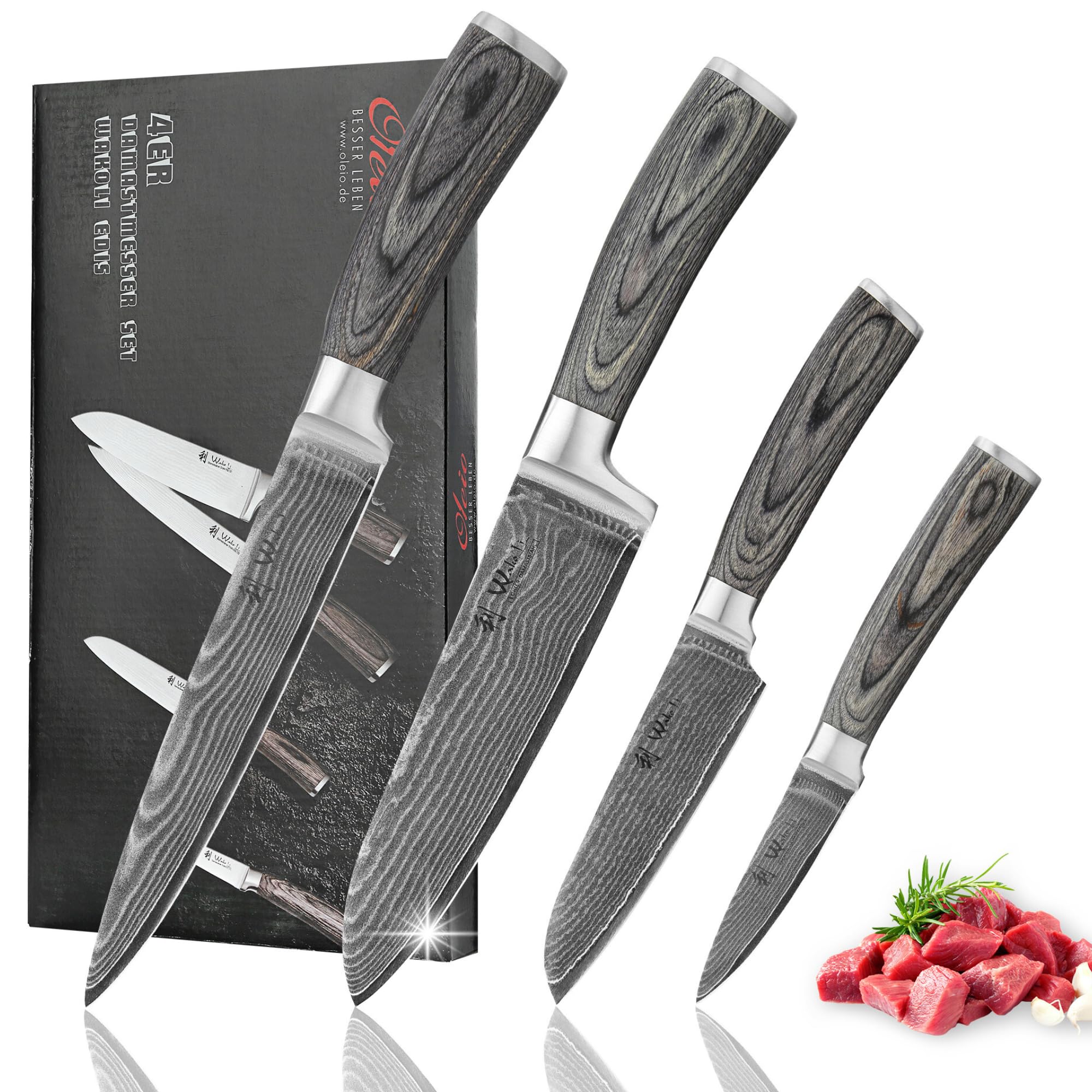 Wakoli EDIS 4-Piece Damascus Knife Set