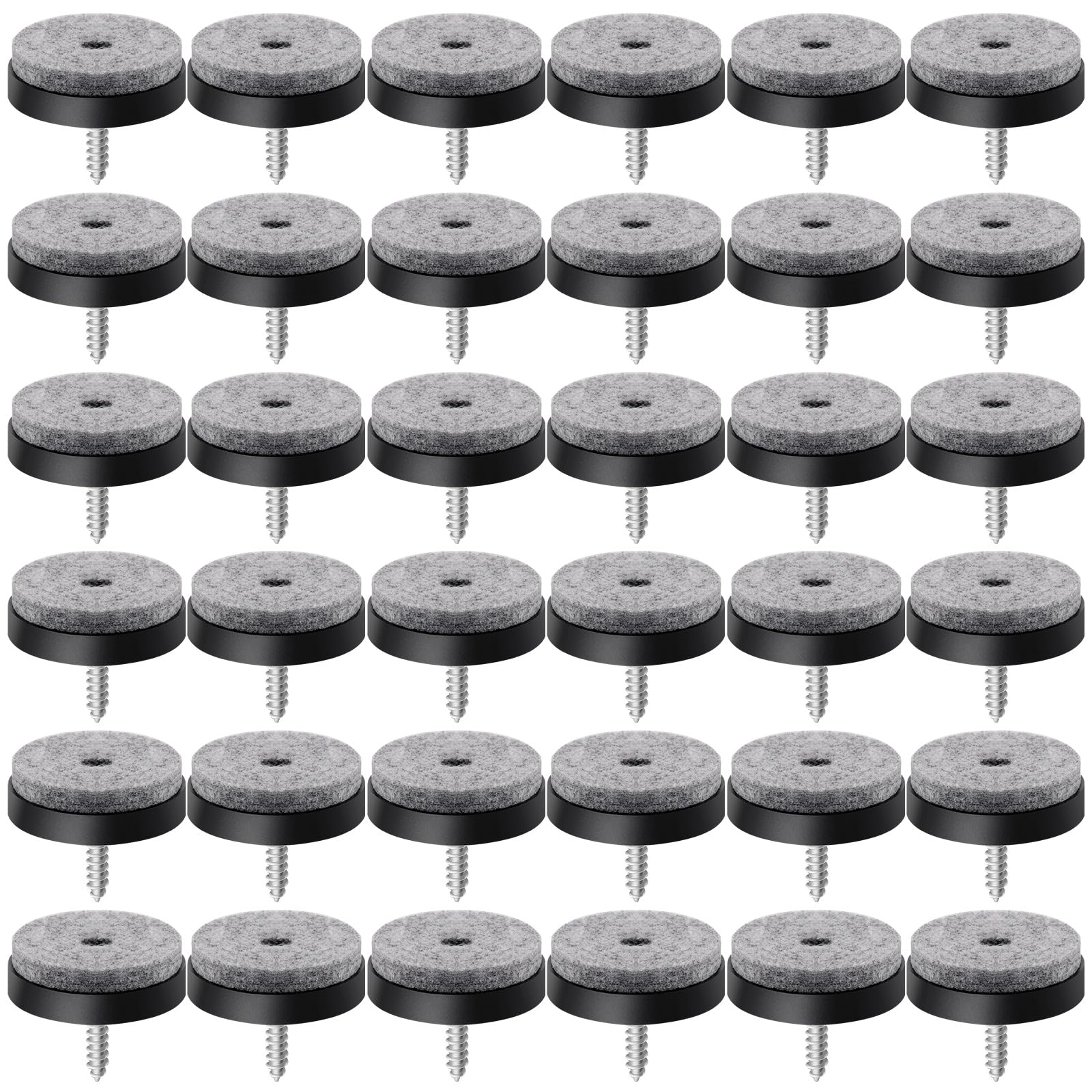 Tanstic 40Pcs 1.1” Screw On Felt Pads Felt Furniture Pads Non Slip Felt Pads Chair Leg Floor Protectors Felt Pads Felt Chair Pads with Screws for Chair Table Sofa(Black)
