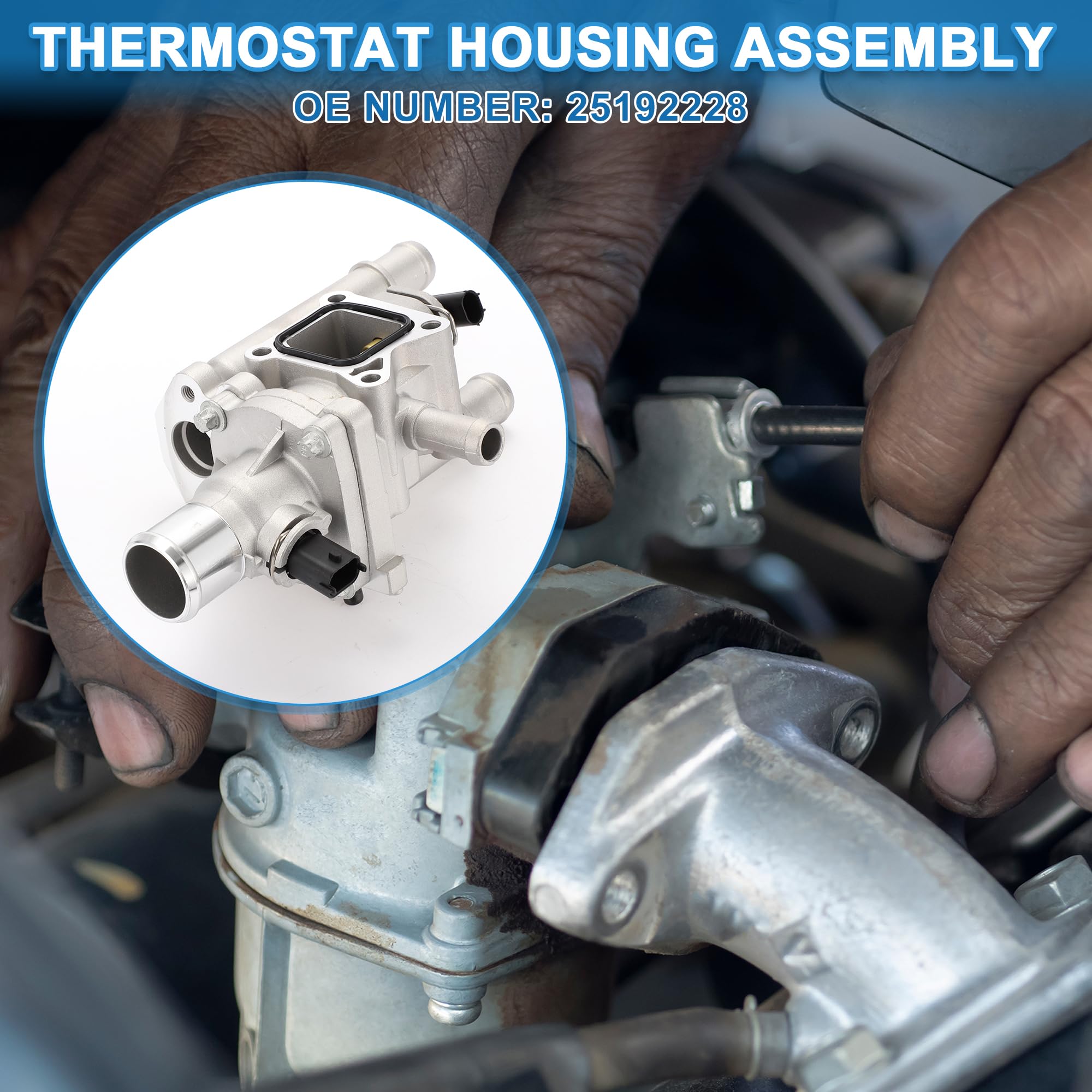 A ABSOPRO Termostato Auto Per Chevy Sonic 1.8L 2012-2018 1pc | Per Chevy Cruze 11-16, Per Chevy Cruze Limited 16, Per Chevy Trax 13-20, N. 25192228, Lega Di Alluminio, Tono Argento