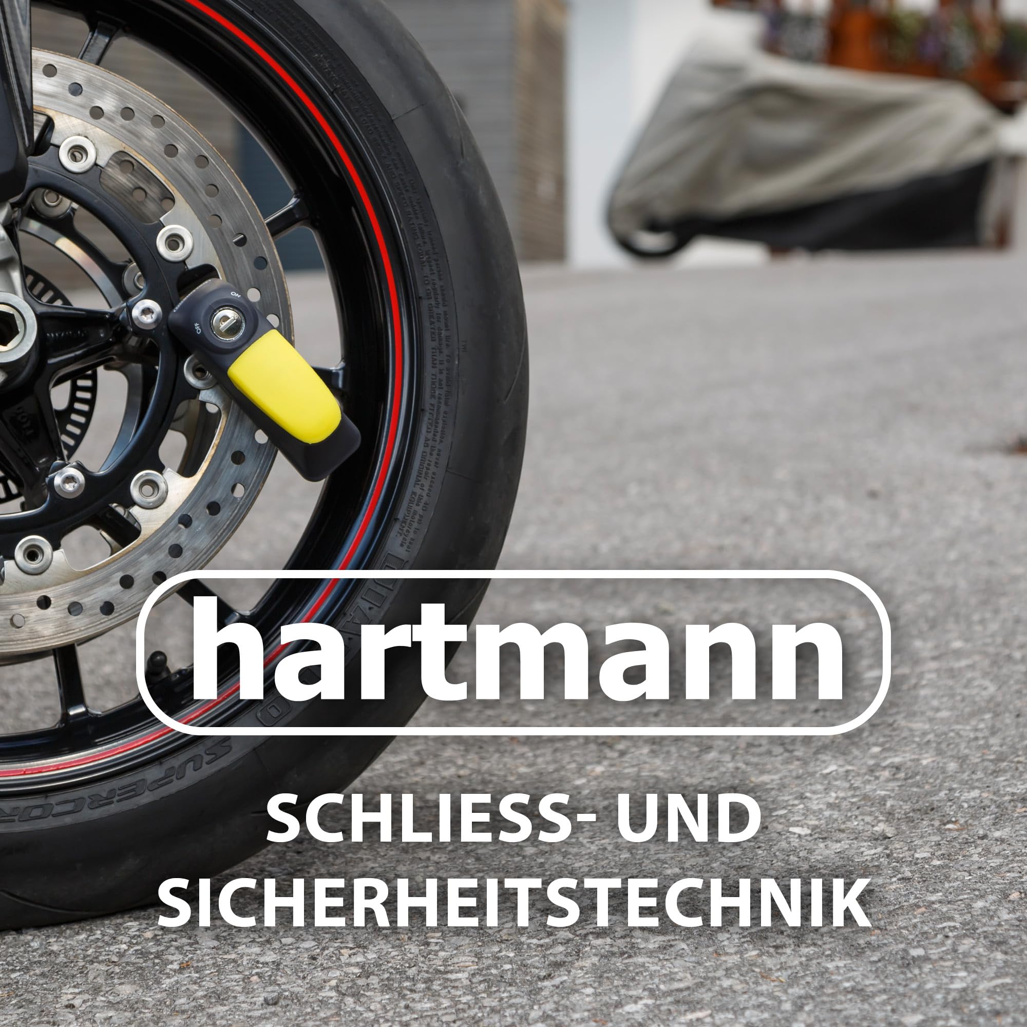 Hartmann Bügelschloss für Bremsscheiben, Motorradschloss mit Hoher Sicherheit, Robustes Bremsscheibenschloss für Roller, Scooter & E-Bikes, Diebstahlschutz mit Schlüssel, Sicherheitsschloss