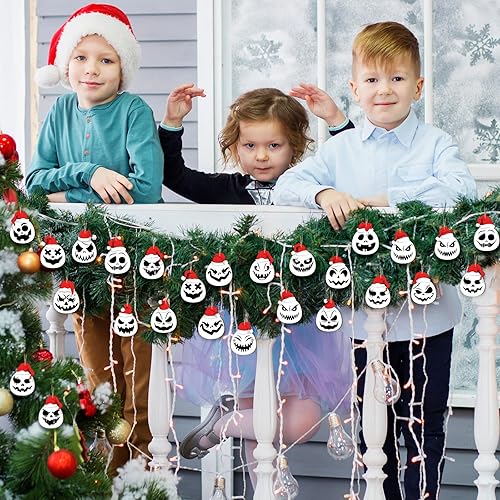 Miniatura 4 de Suzile 36 piezas de decoraciones de árbol de antes de Navidad, adornos colgantes de calabaza malvada para árbol de madera, Navidad, adornos