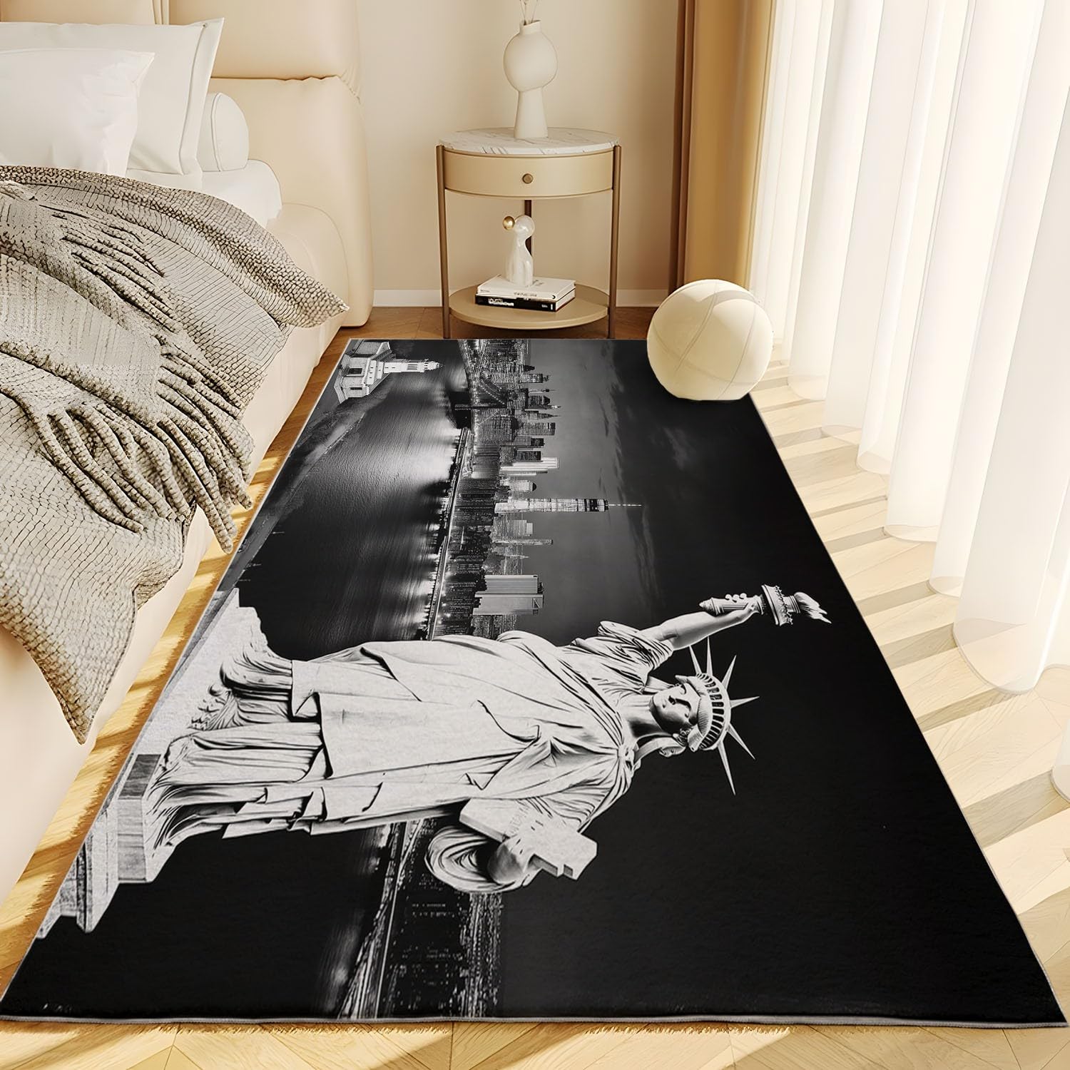 Generico Tappeti New York Statua della Libertà Tappeto Camera da Letto Tappeto Soggiorno Tappeti Antiscivolo Tappeto Salotto Moderno Morbidi Adatto per La Decorazione Domestica (120 x 180cm)