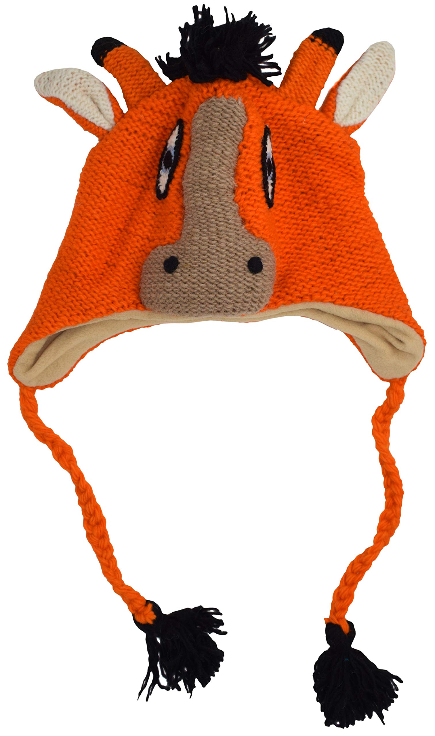 Gheri Men's Donkey Woollen Handknitted Fleece Lined Trapper Farm Animal Hat