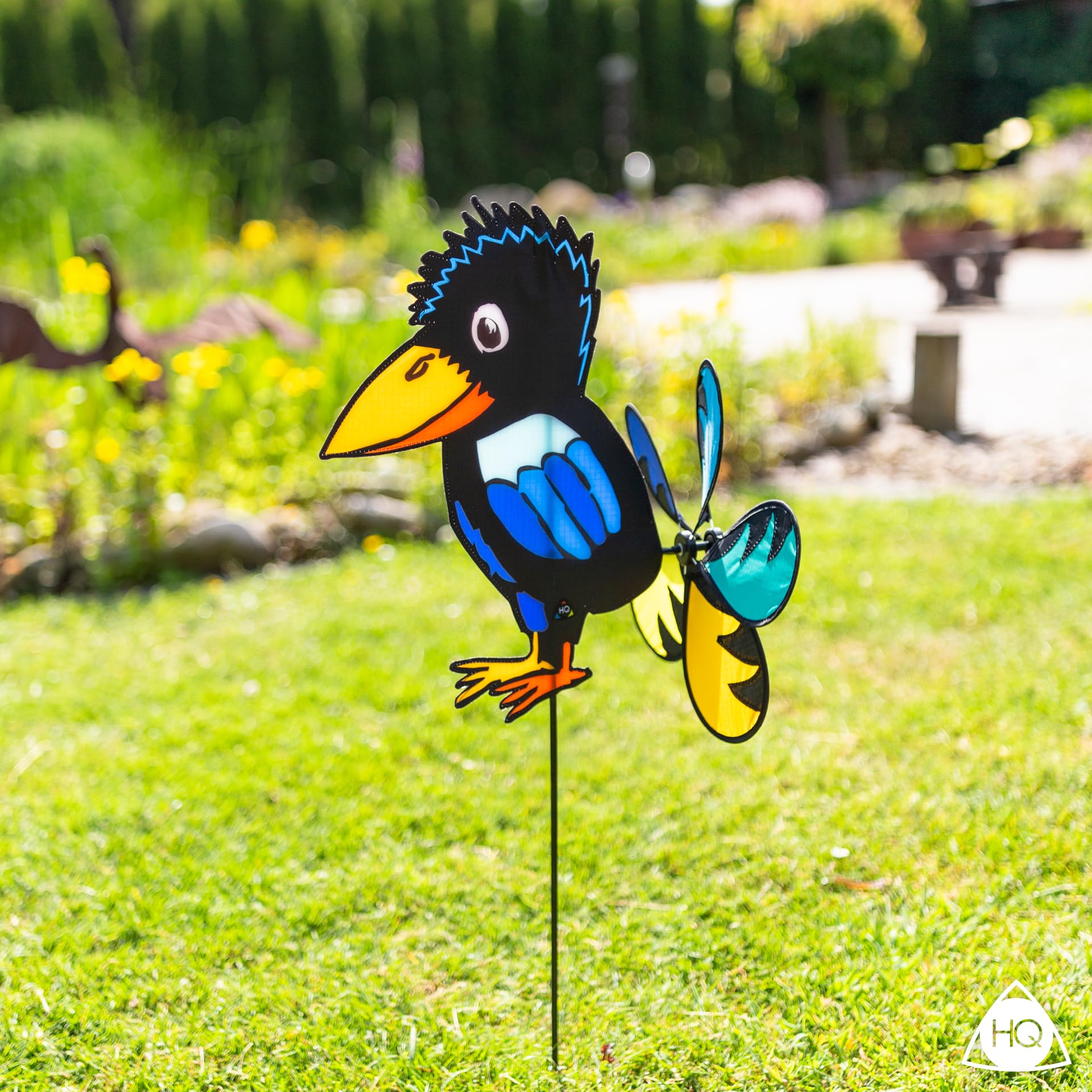 HQ Design Windspiration - UV-beständige und wetterfeste Windspiel Deko für Garten, Terrasse und Balkon - Windrad inkl. Standstab (Raven Mini)