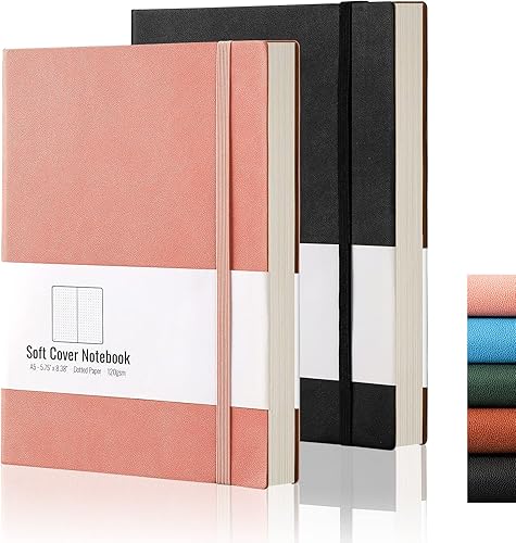 AHGXG Diario de cuadrícula de balas punteadas, paquete de 2 cuadernos de cuadrícula de puntos A5 para mujer, tamaño mediano de 5.75 x 8.38 pulgadas, disponible en Yaxa Colombia