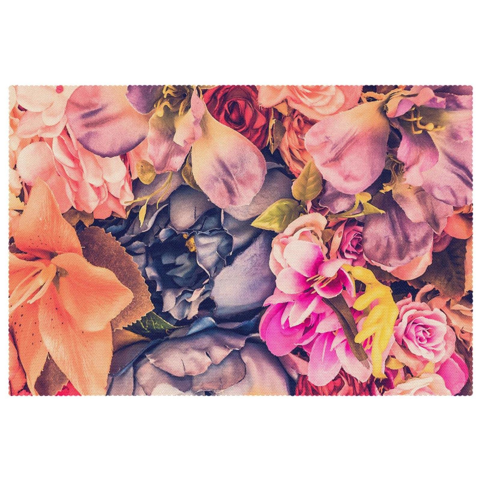 Sets de table motif floral rose 30x46 cm antidérapants lot de 6
