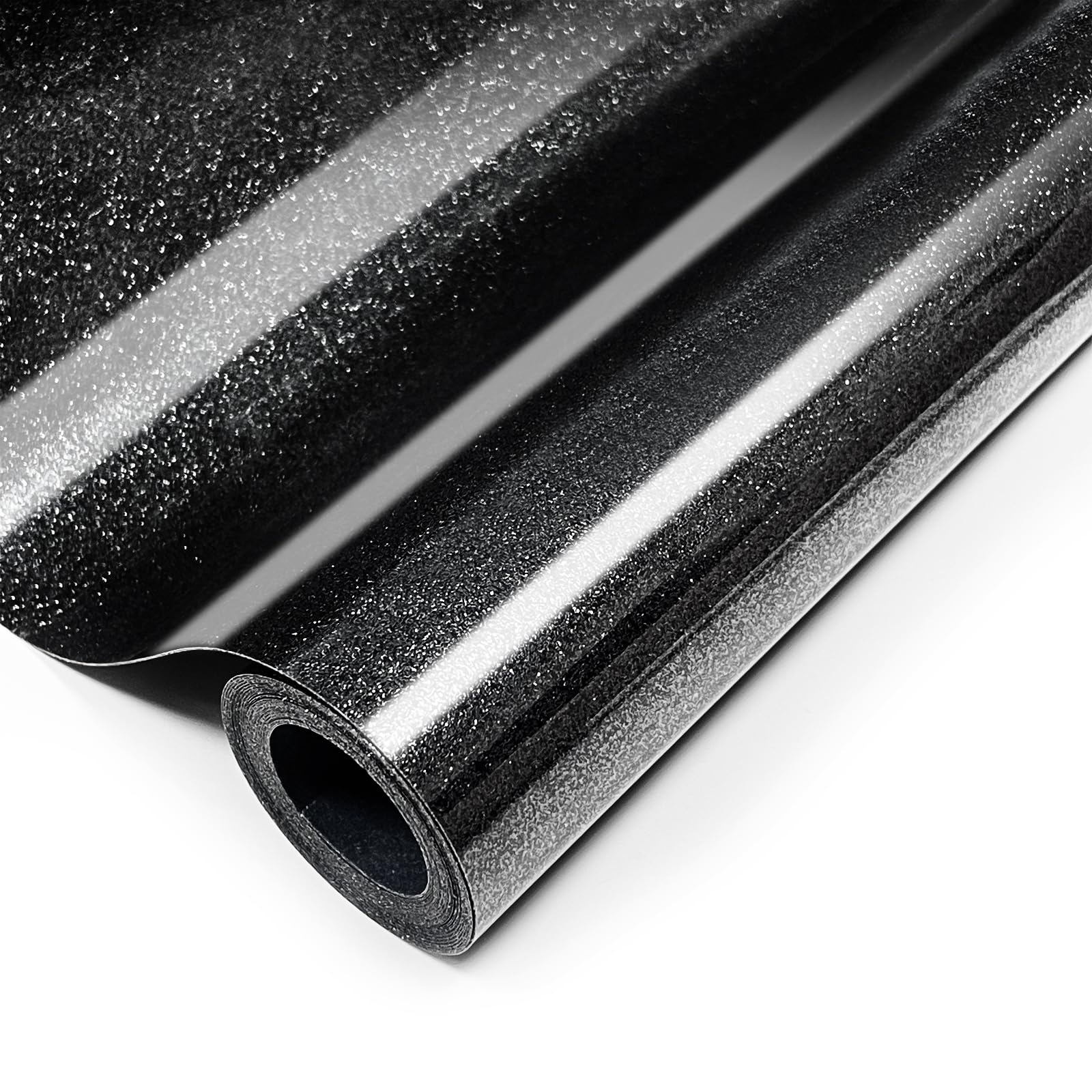 Glitter Iron On 12in X 8ft (Black), HTV Heat Transfer Vinyl