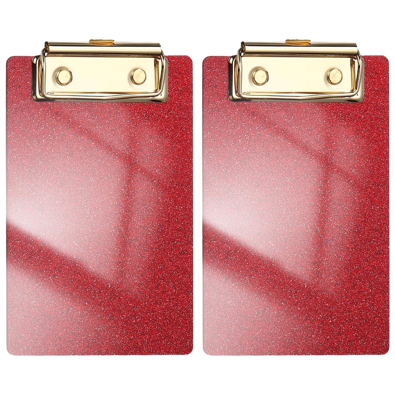 PATIKIL 2 Pcs Acrylic Clip Boards, 150mm x 100mm A6 Bright Red Stylish Acrylic Clipboards Glitter Design Cute Clip Boards Office Supplies for Restaurant Shop Store Note Sign Holder