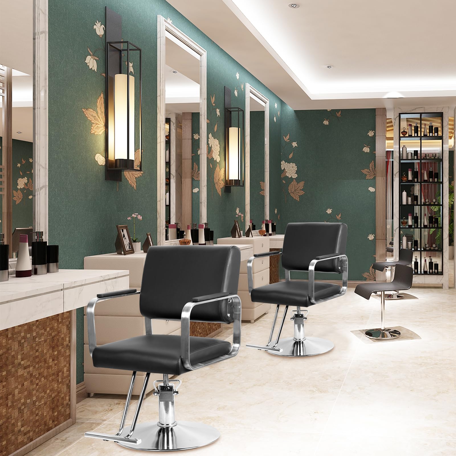 Générique Fauteuil Salon Pivotant pour Coiffeuse – Chaise de Coiffure avec Pompe Hydraulique Réglable, Tabouret de Salon Ergonomique pour Femme et Homme, Capacité 150 kg (Noir 2)