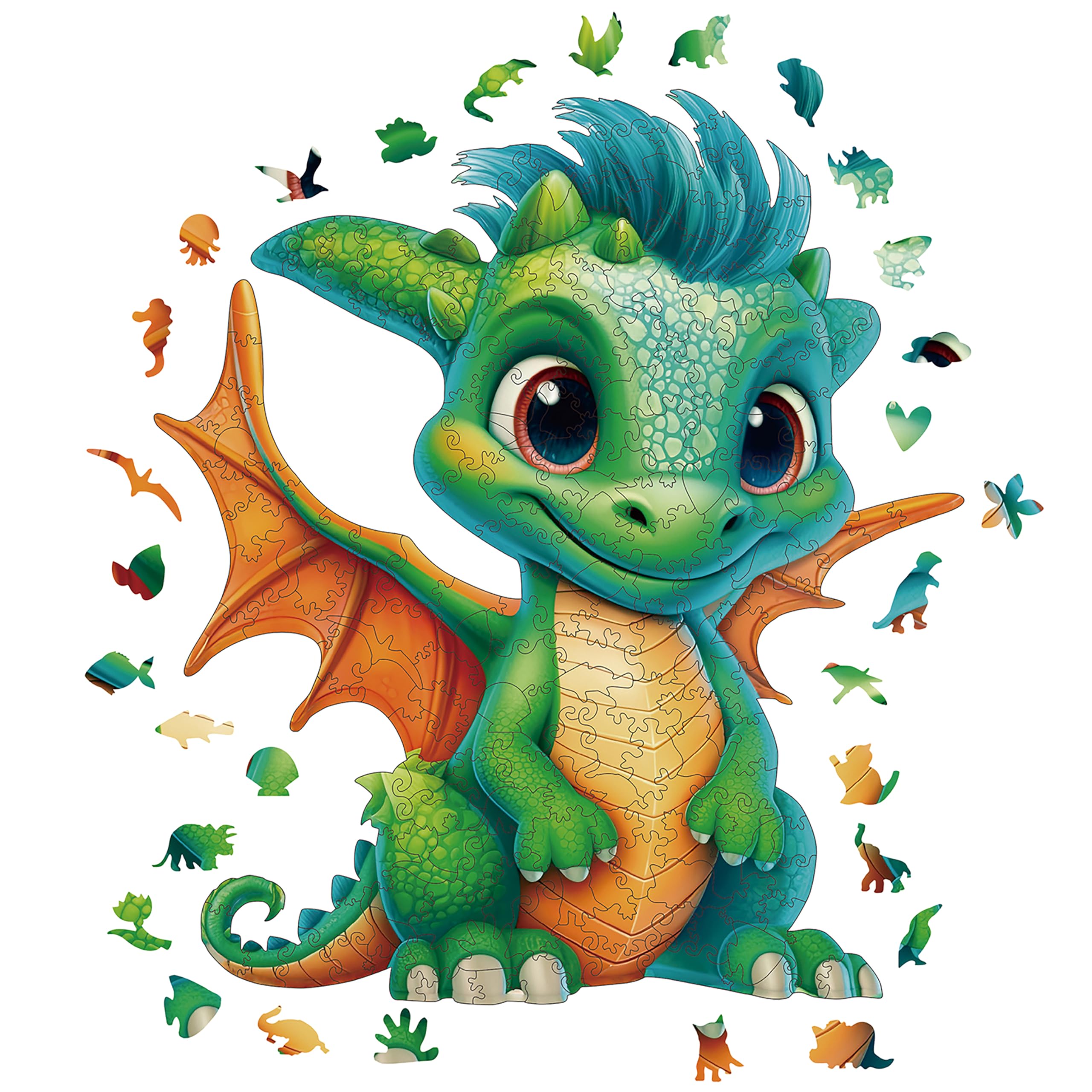 Wooden Puzzle for Adults, 200 Piece Dragon Irregular Animal Shaped Wooden Jigsaw Puzzles, Unique Puzzles for Adults, Creative Gift