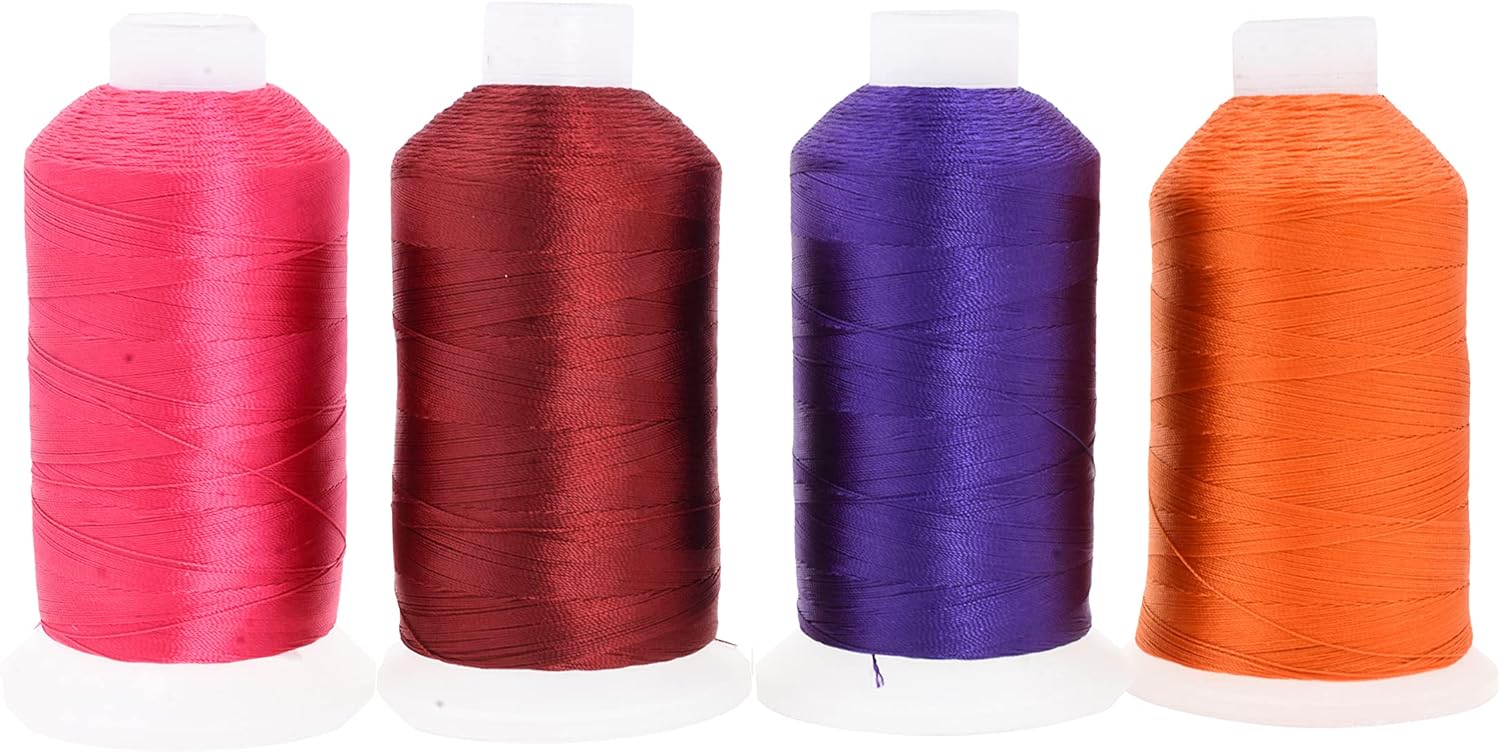 Mandala Crafts Maroon Purple Orange Hot Pink Heavy Duty Thread - 6000 Yds Tex 90 Bonded Polyester Thread Outdoor Marine Upholstery