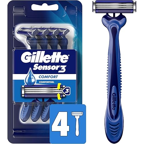 Gillette Sensor3 Smooth Shave Disposable Razor, 4 Count