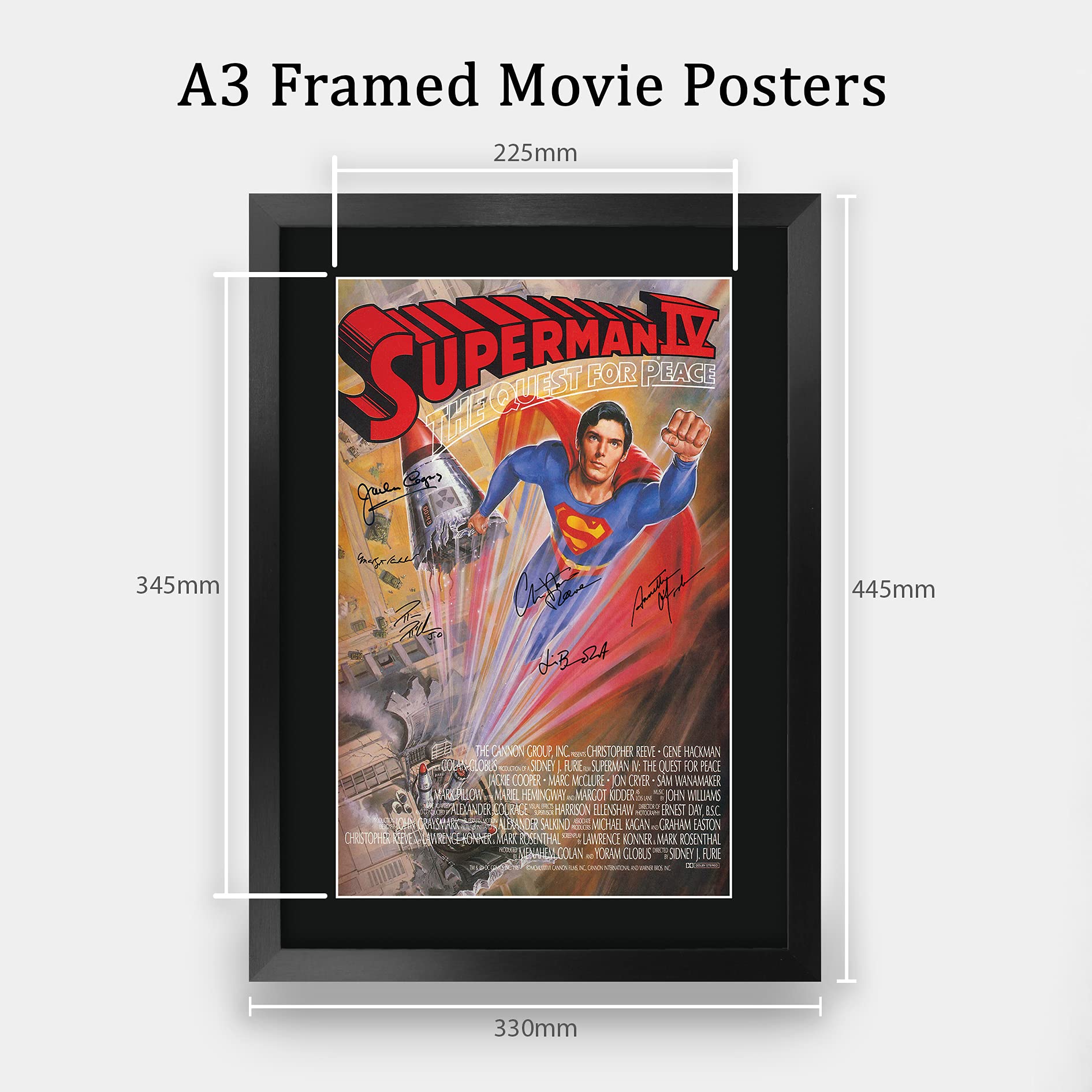 HWC Trading FR A3 Superman 4 Christopher Reeve Gifts Printed Poster Signed Autograph Picture for Movie Memorabilia Fans - A3 Framed - Image 2