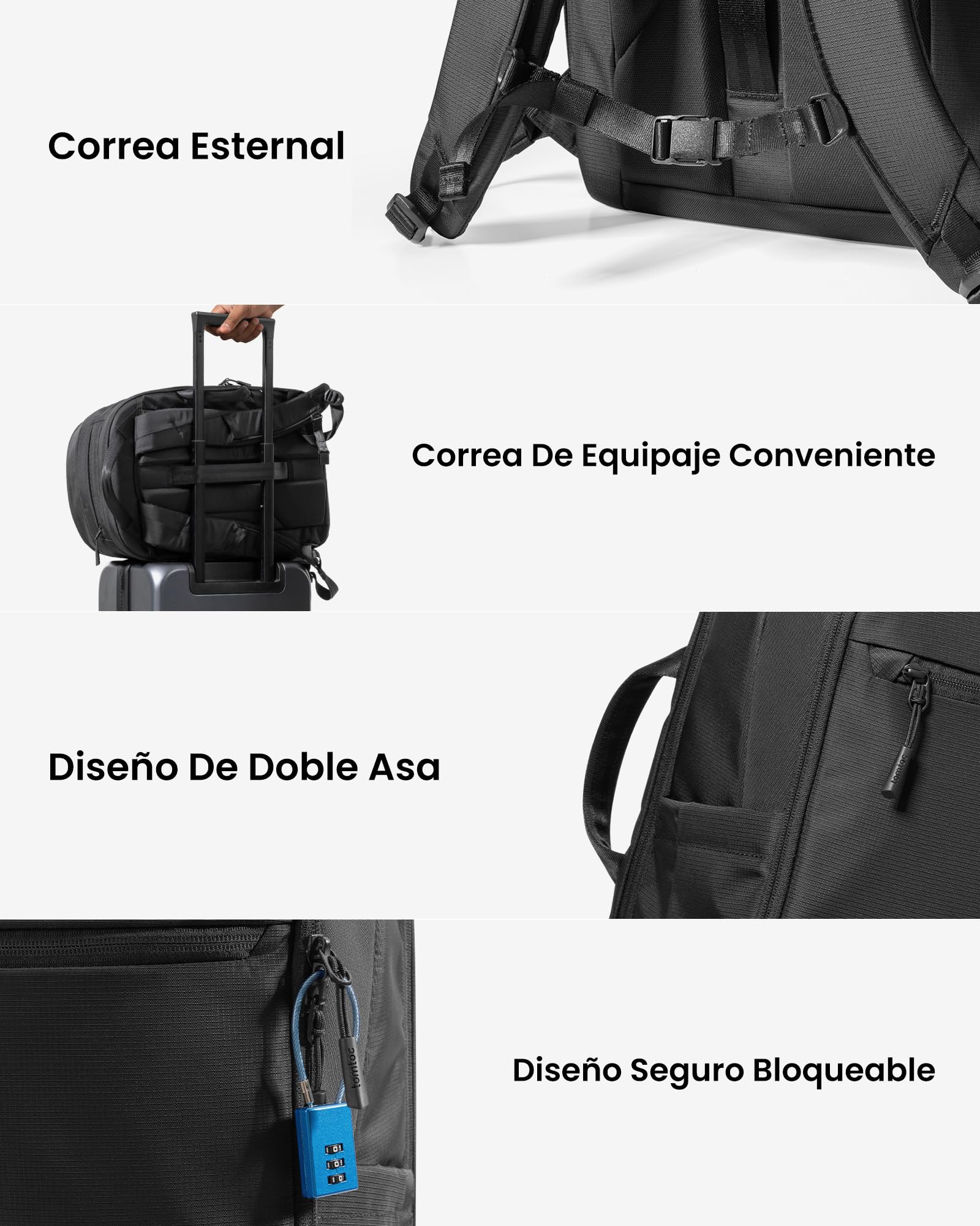 tomtoc Mochila Portatil 26L, Mochila de Trabajo Hombre Mujer Ligera para PC Ordenador 15,6-16 Pulgadas, TSA-Friendly Mochila de Viaje Resistente a Salpicaduras, Ideal Para Negocios y Fines de Semana