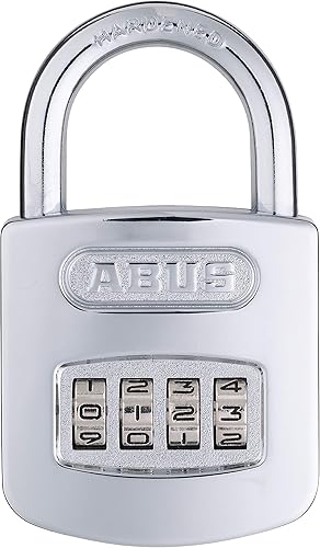 ABUS 16050 B 160 All Weather Chrome 4 Dial Combinación Candado, NegroPlata