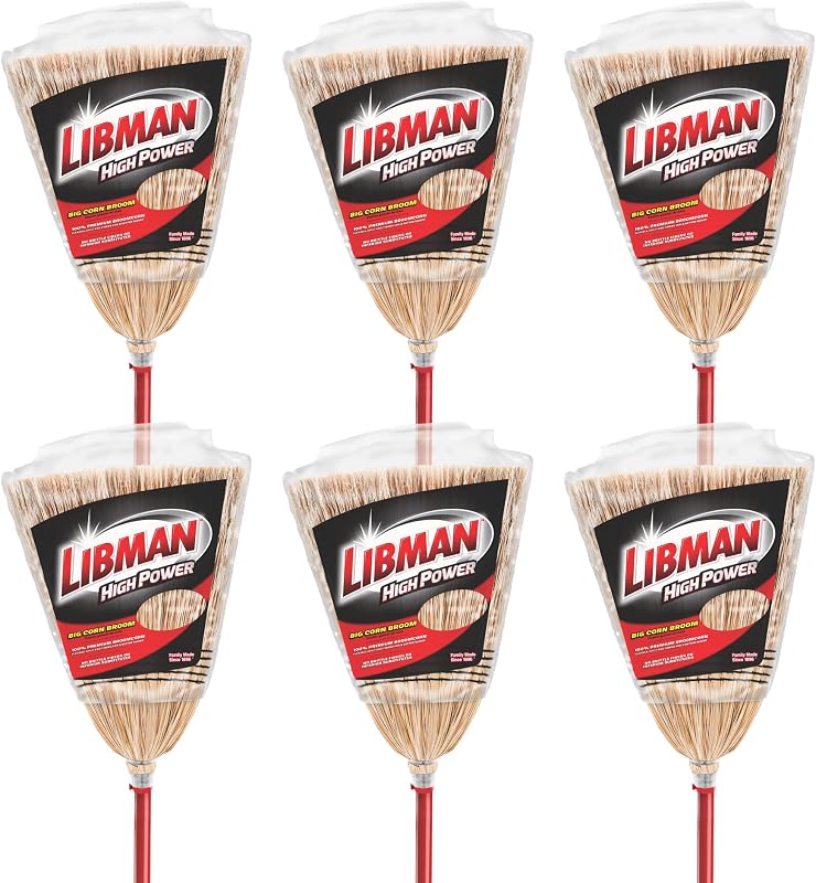 Libman Commercial 502 Janitor Corn Broom (Pack of 6),Corn/Red