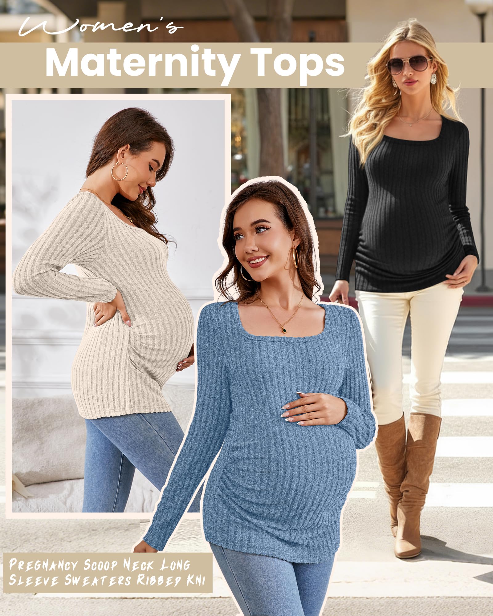 Maternity Tops Long Sleeve Tunic Blouses Dusty Rose / S Maternity Tops Long Sleeve Tunic Blouses Dusty Rose / S