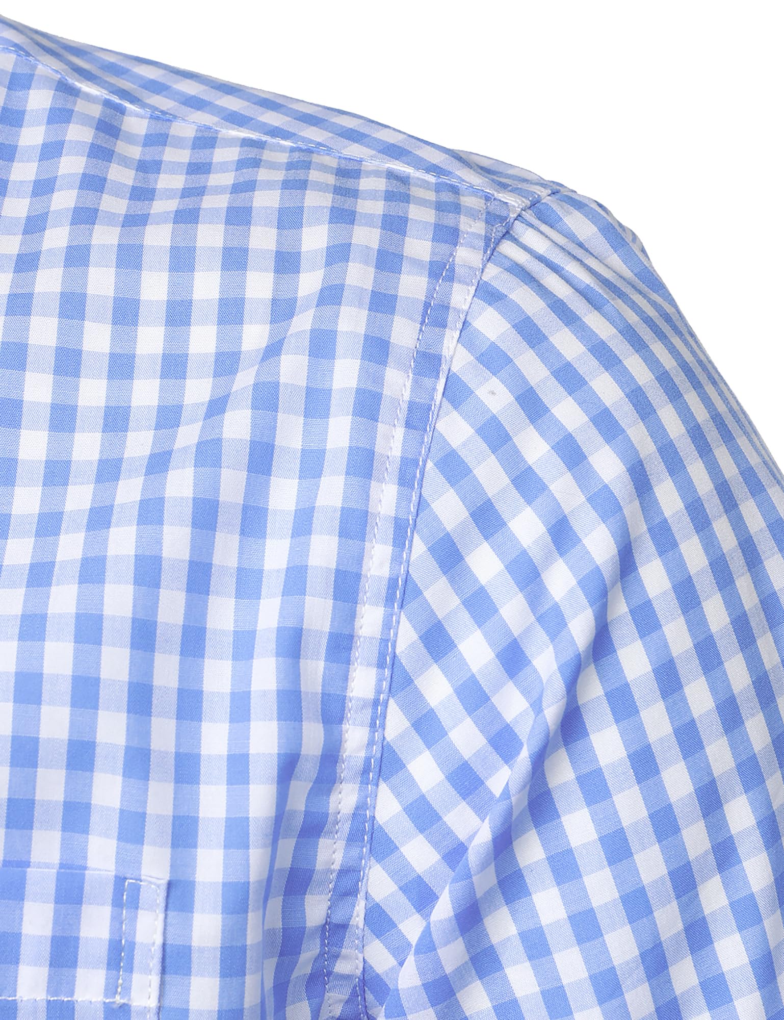 PARKLEES Chemise décontractée à carreaux boutonnée en coton à manches courtes pour homme, coupe régulière avec poche