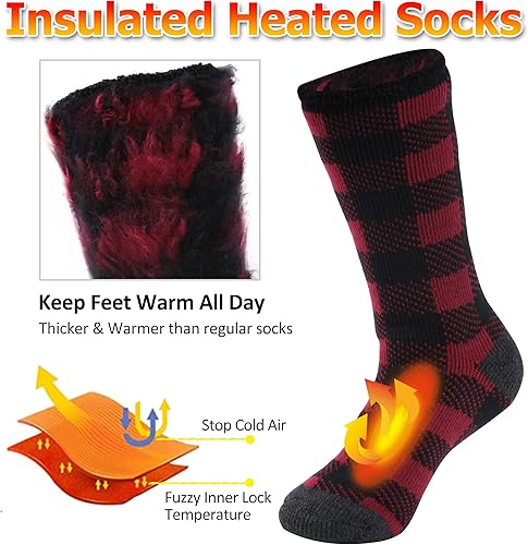 Miniatura 5 de SPST Calcetines térmicos cálidos, para hombre y mujer, para invierno, extra gruesos, aislados, mullidos, calentados, pesados, calcetines para botas