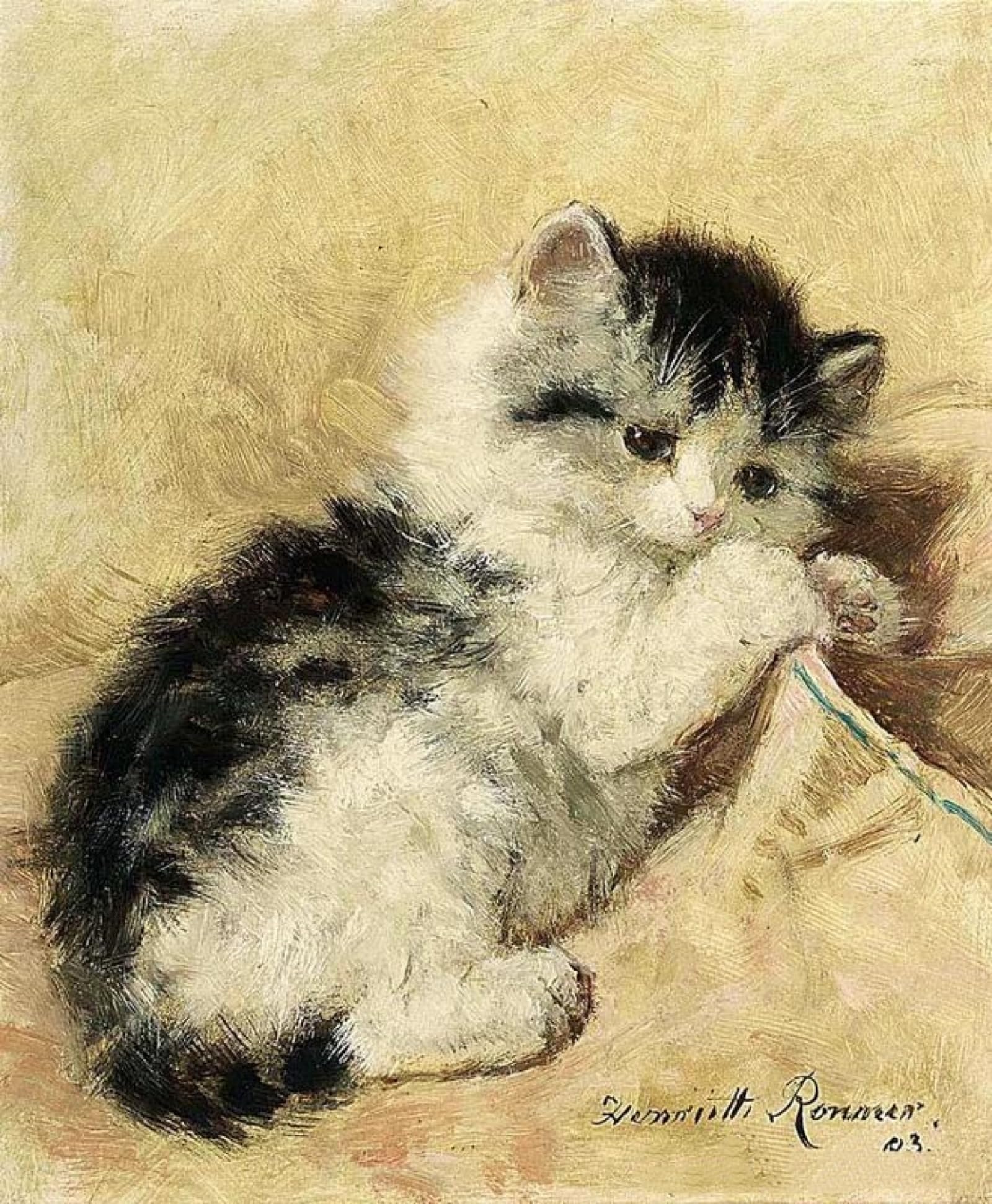Kits De Punto De Cruz Con Cuentas Diy 《Gatito Juguetón》 Kit De Bordado De Cuentas Pintura Al Óleo De Fantasía Patrón De Cuentas De Punto De Cruz Con Cuentas Diy Colgante De Pared 3D Perl 40x50cm