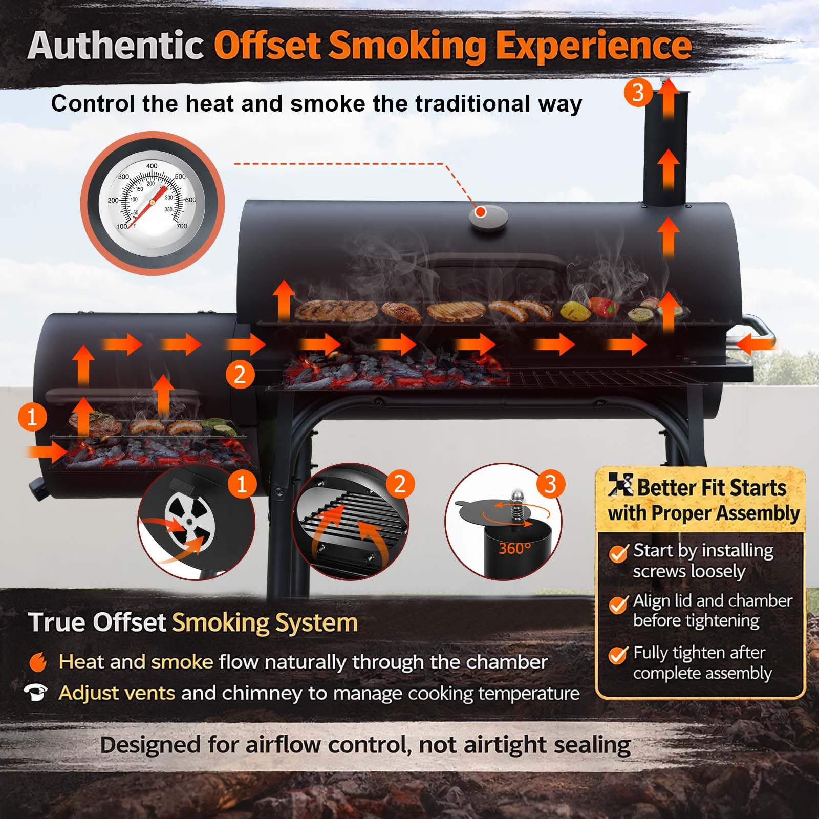 Realcook Barrel Charcoal Grill - Grill & Smoke! -3