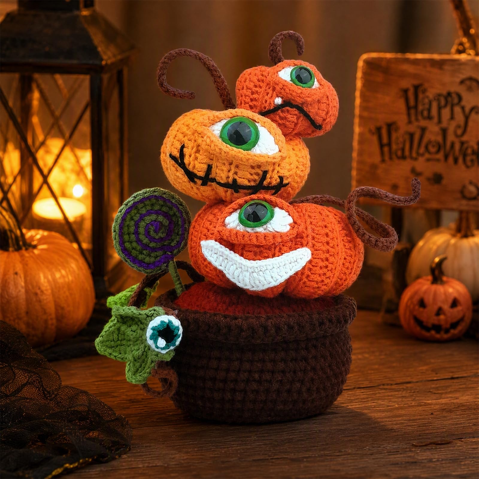 DIY Hak Sadzarka Halloween Amigurumi Dynia Złe Oko Lalki